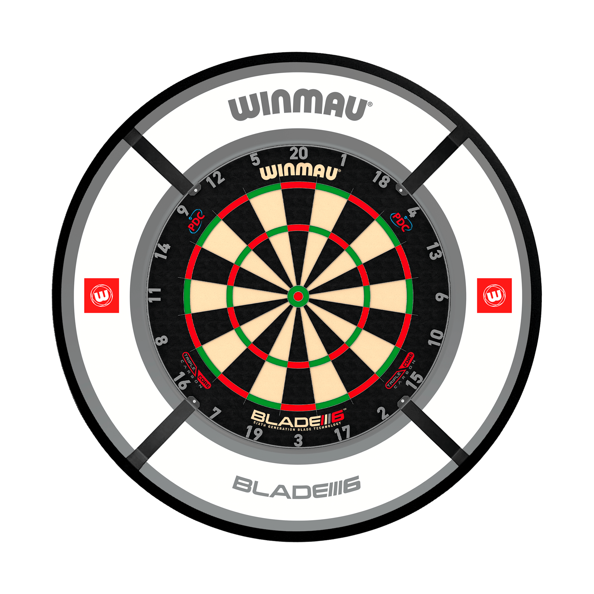 Winmau Blade 6 Dartboard, Surround & Corona Light Bundle Boards