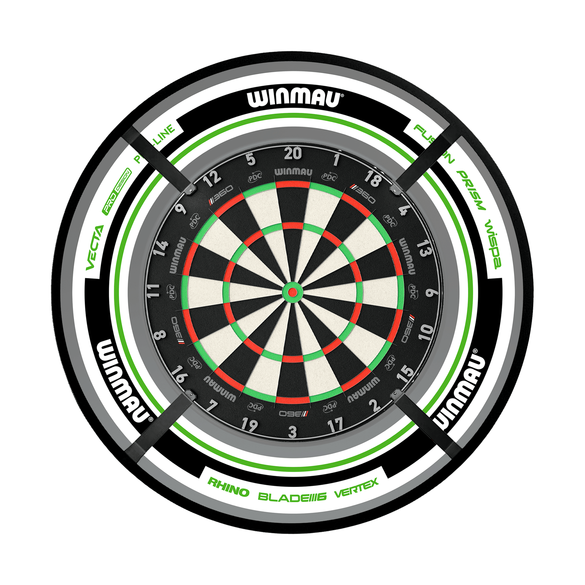 Winmau Blade 6 Dartboard, Surround & Corona Light Bundle Boards