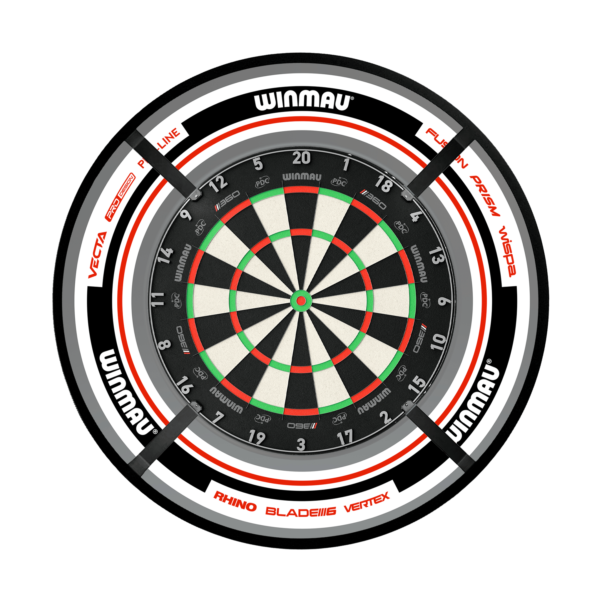 Winmau Blade 6 Dartboard, Surround & Corona Light Bundle Boards