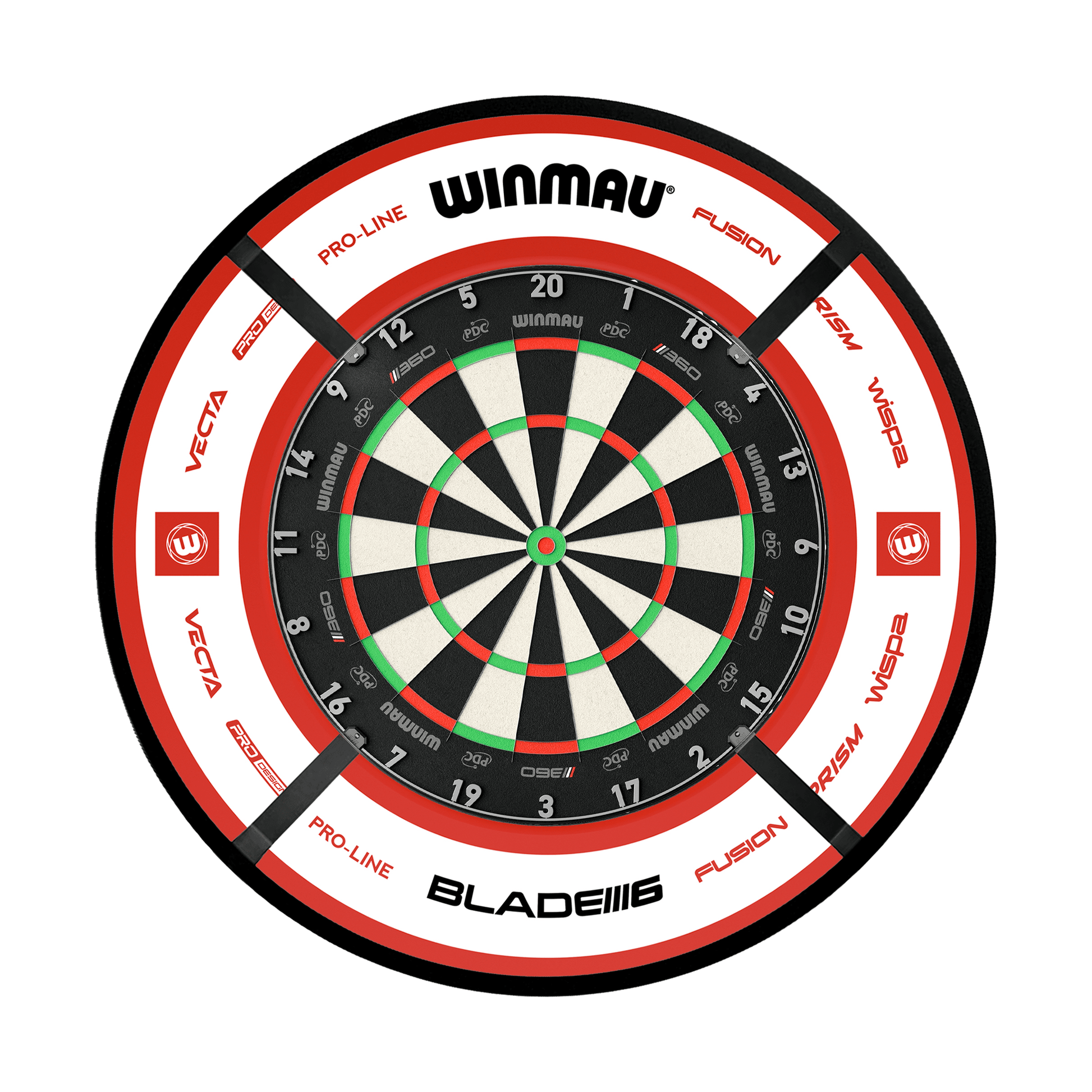 Winmau Blade 6 Dartboard, Surround & Corona Light Bundle Boards