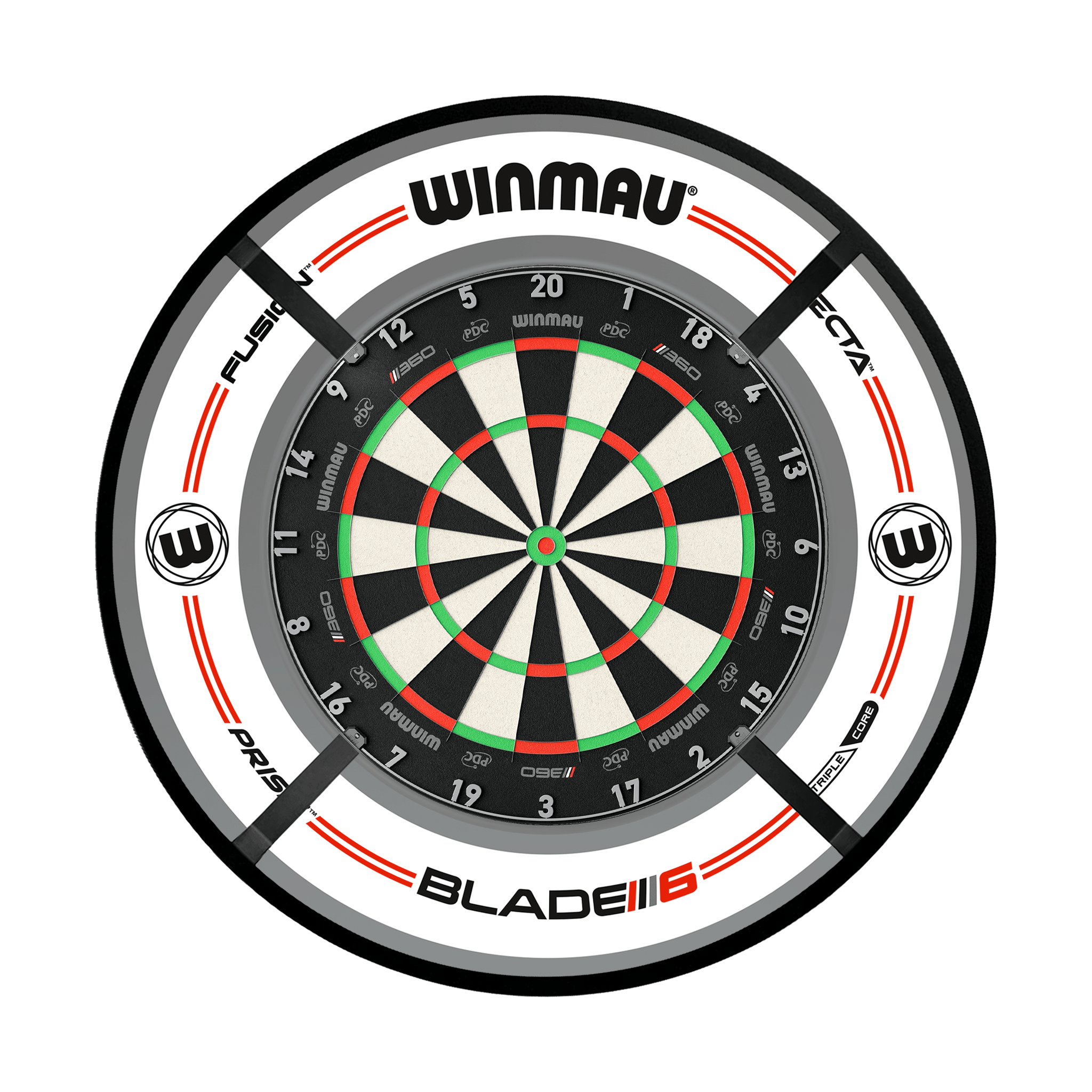 Winmau Blade 6 Dartboard, Surround & Corona Light Bundle Boards