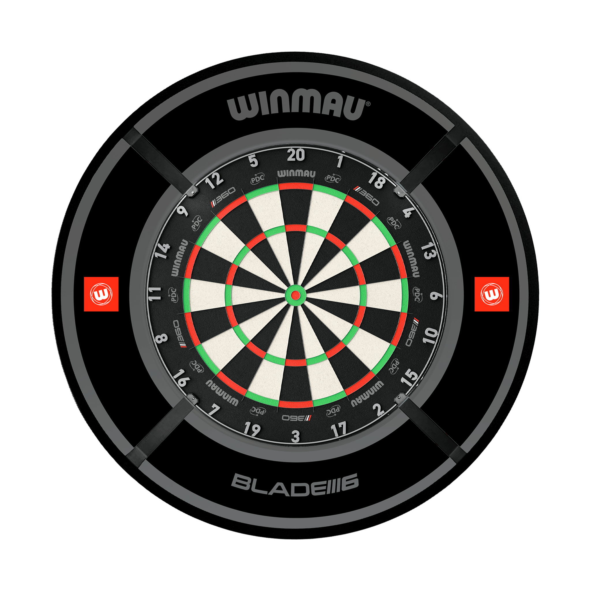 Winmau Blade 6 Dartboard, Surround & Corona Light Bundle Boards