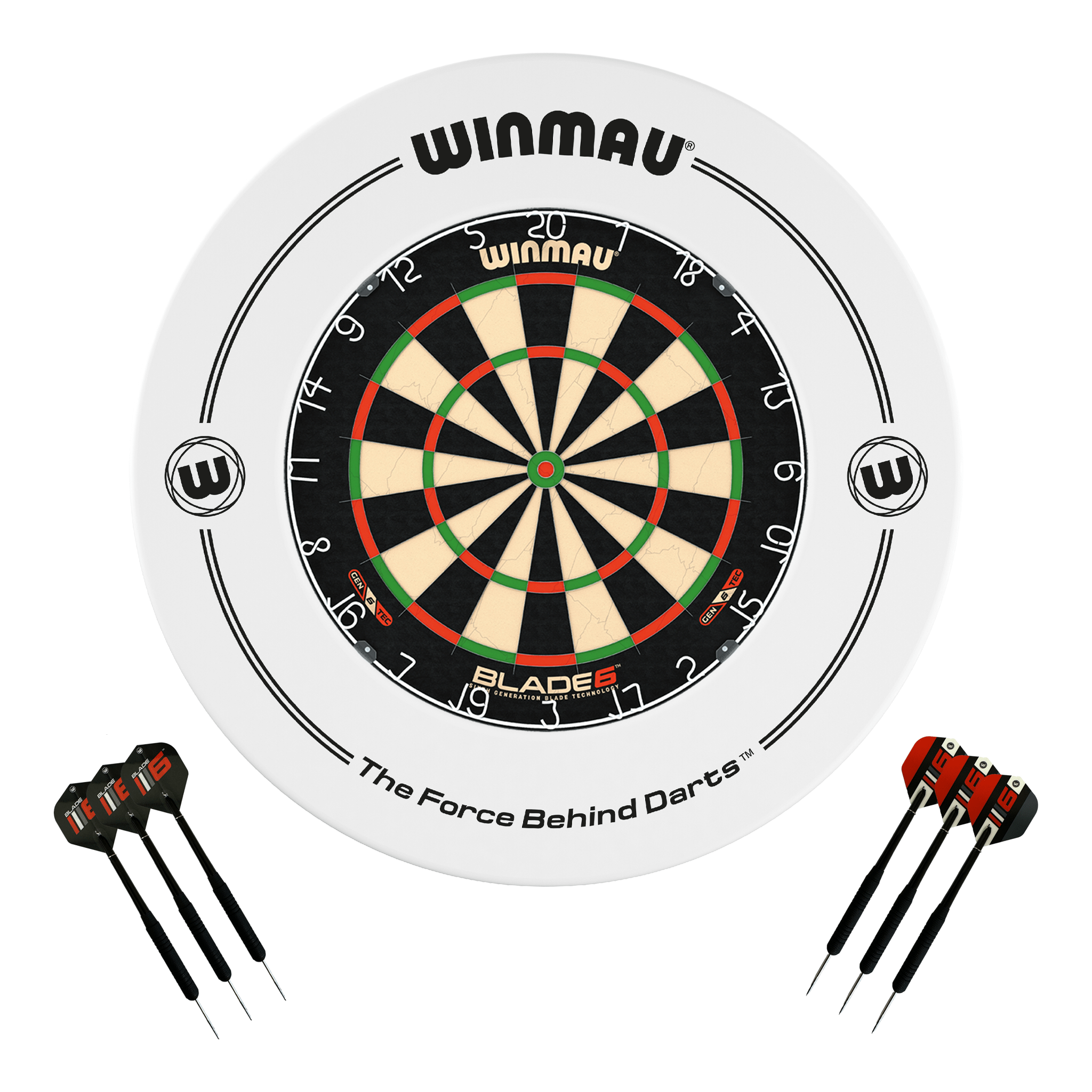 Winmau Blade 6 Dartboard, Surround & Darts - Complete Darts Set Blade 6 / White Boards