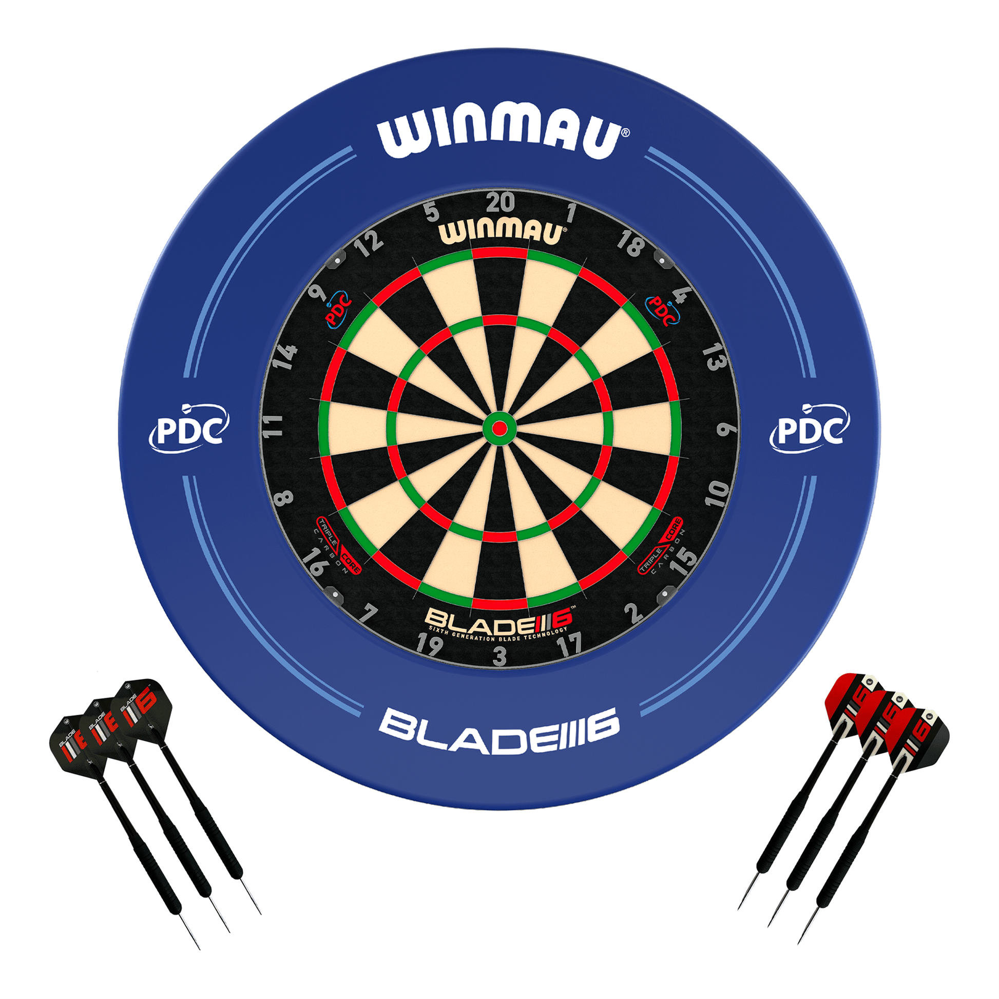 Winmau Blade 6 Dartboard, Surround & Darts - Complete Darts Set Boards