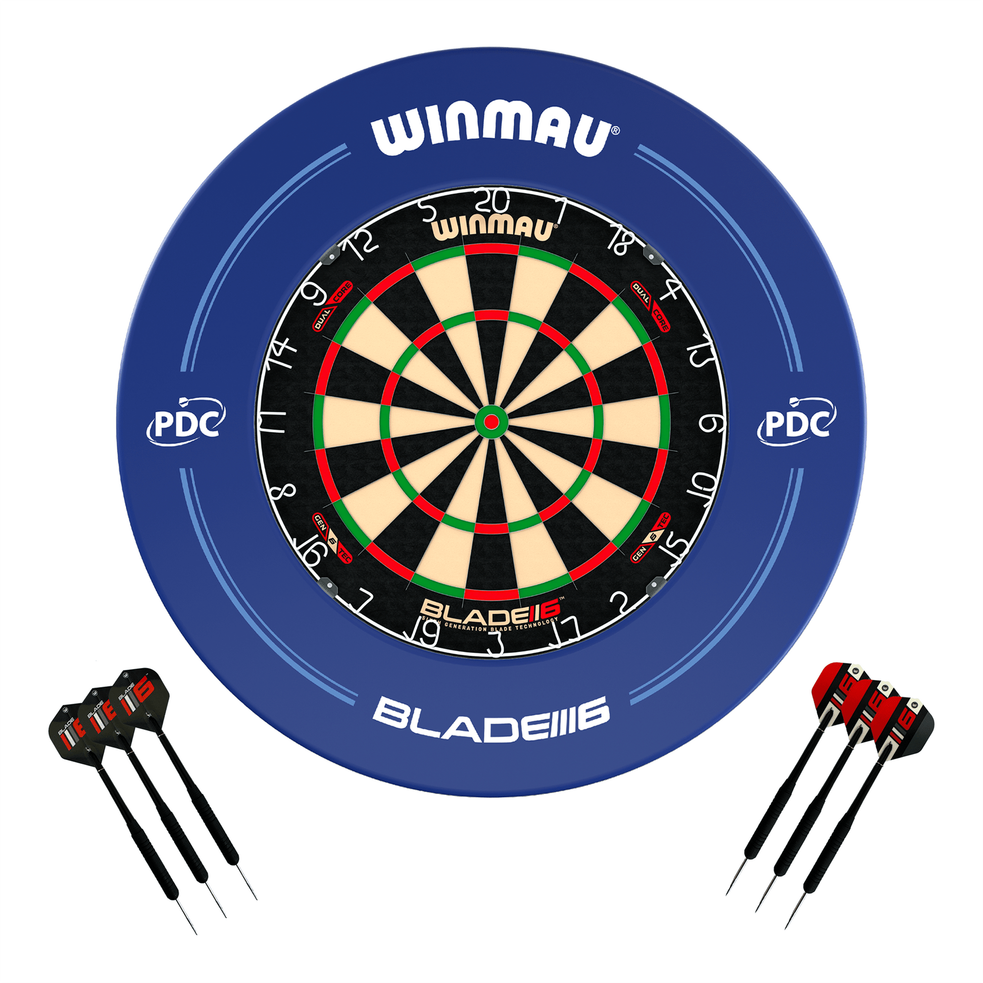 Winmau Blade 6 Dartboard, Surround & Darts - Complete Darts Set Boards