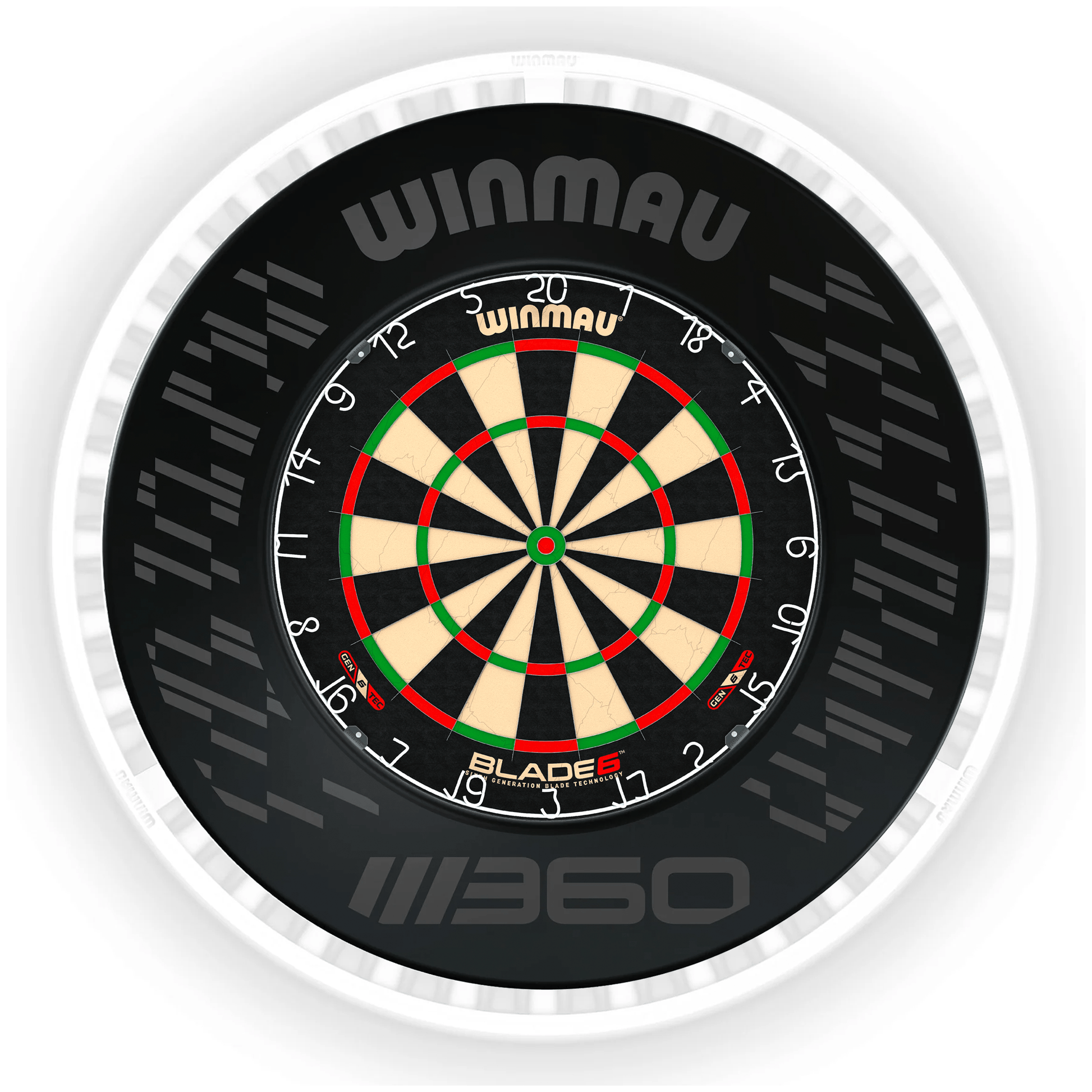 Winmau Blade 6 Dartboard, Surround & Ice White Plasma Light Bundle Blade 6 / Blade 360 / Winmau Plasma Ice White Boards