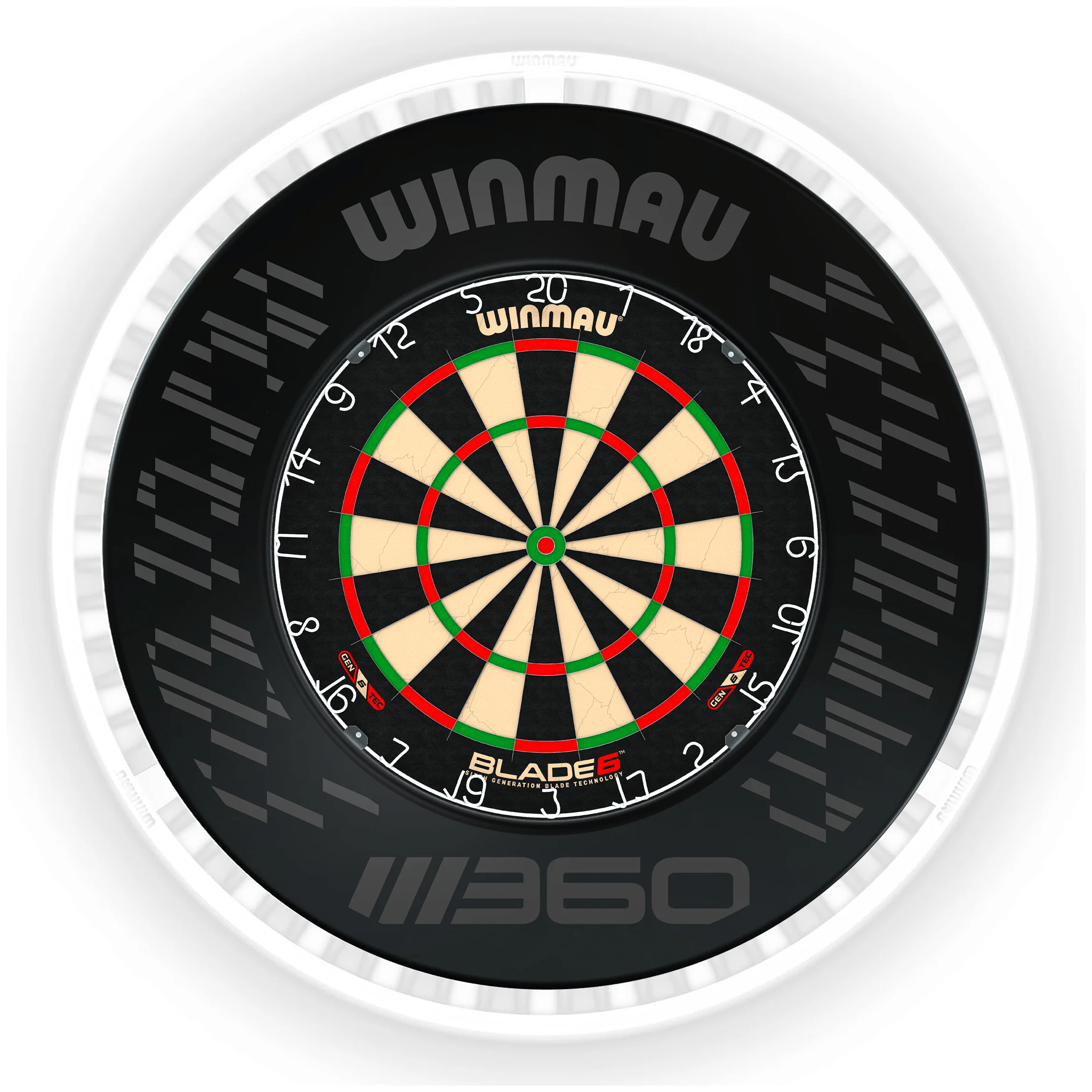 Winmau Blade 6 Dartboard, Surround & Ice White Plasma Light Bundle Blade 6 / Blade 360 / Winmau Plasma Ice White Boards
