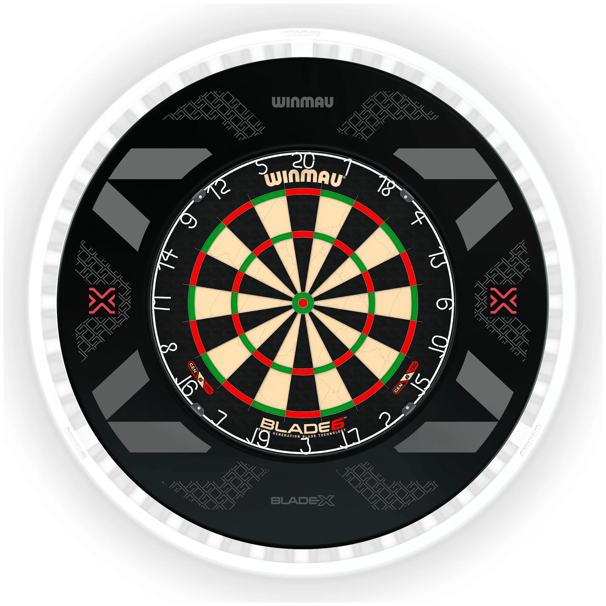 Winmau Blade 6 Dartboard, Surround & Ice White Plasma Light Bundle Blade 6 / Blade X / Winmau Plasma Ice White Boards