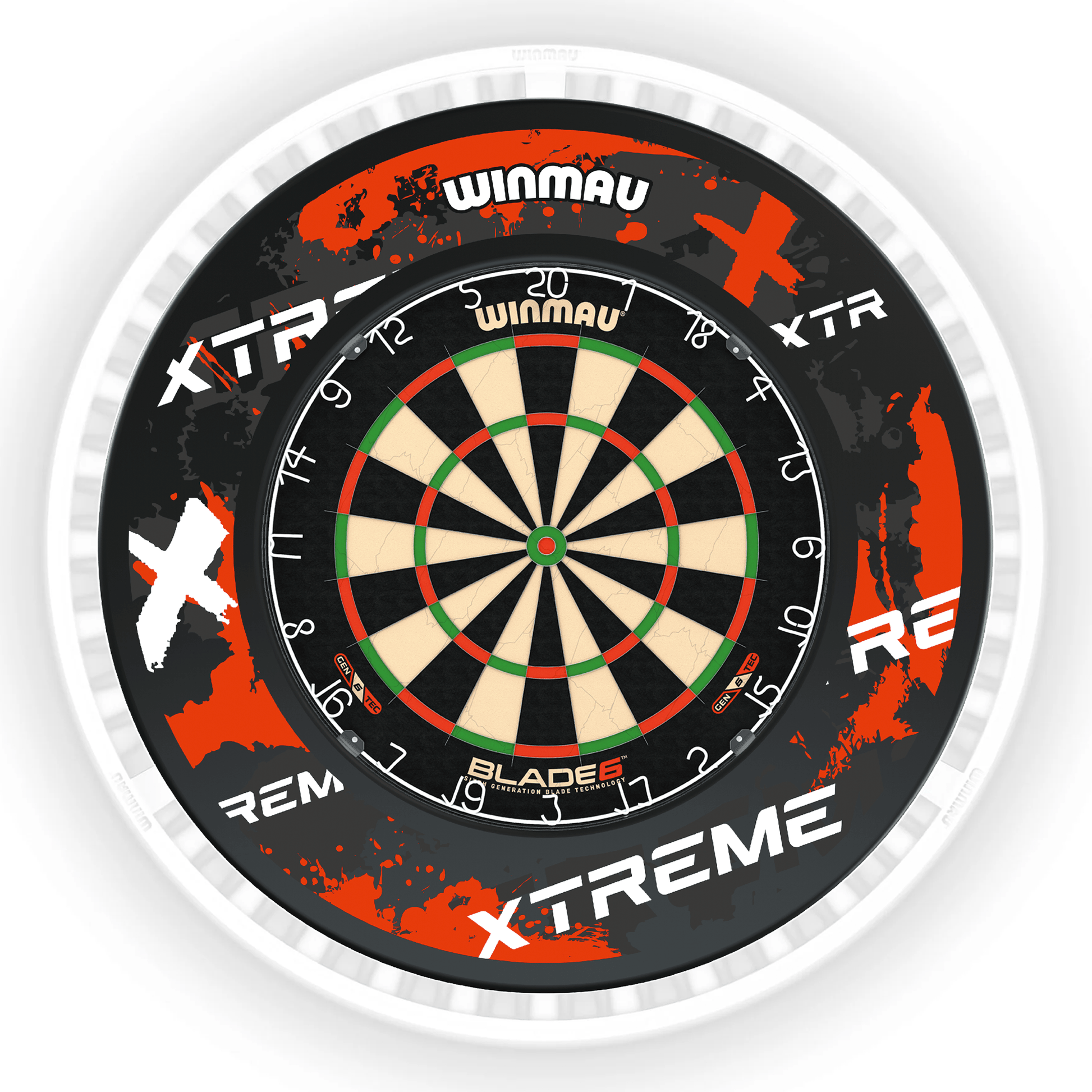 Winmau Blade 6 Dartboard, Surround & Ice White Plasma Light Bundle Blade 6 / Xtreme Red / Winmau Plasma Ice White Boards