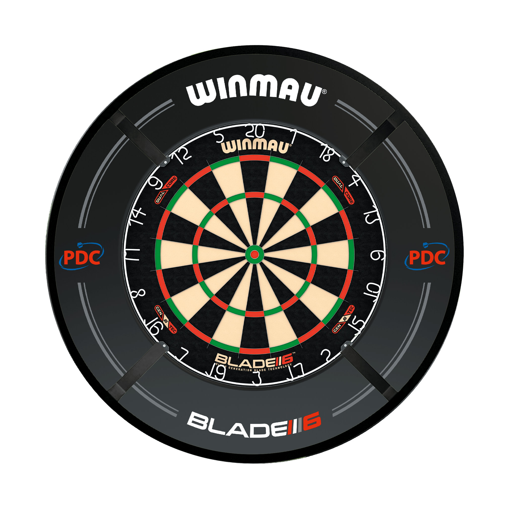 Winmau Blade 6 Dartboard, Surround & Light Bundle Blade 6 Dual Core / PDC Black / Target Corona Vision Boards