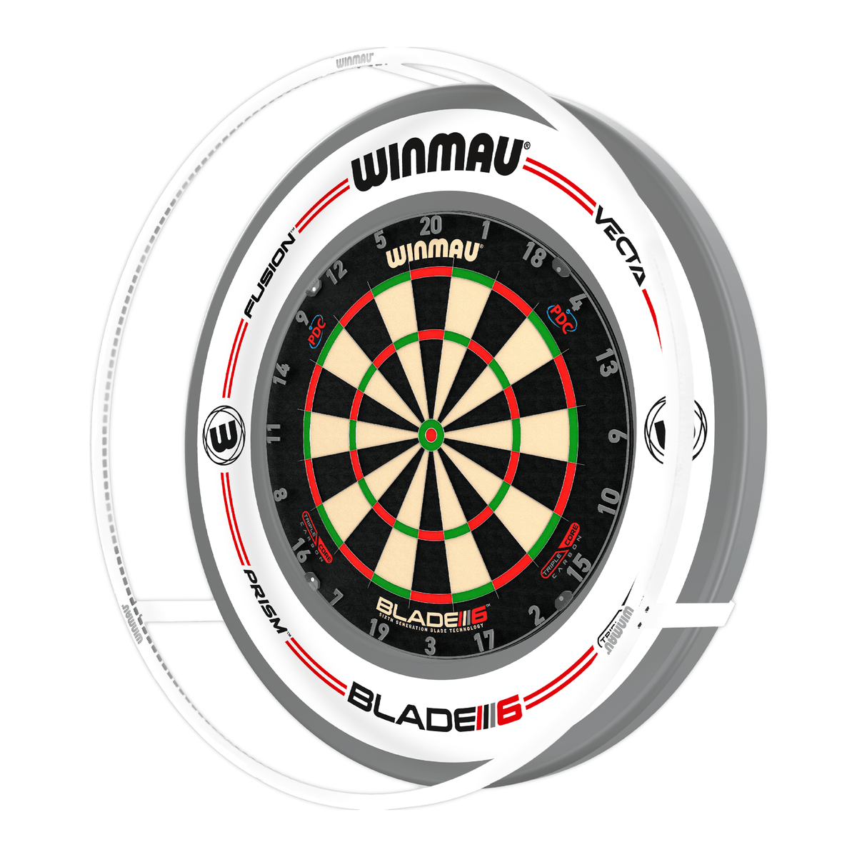 Winmau Blade 6 Dartboard, Surround & Plasma Light Bundle Dartboard Bundles