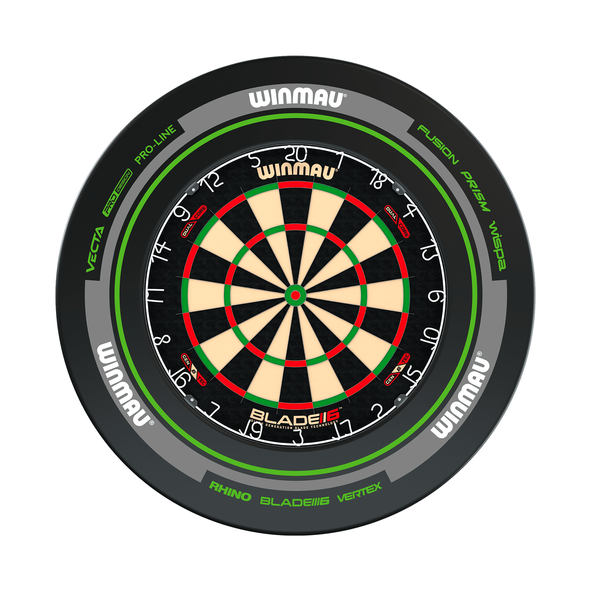 Winmau Blade 6 Dual Core Dartboard & Surround Bundle Blade 6 Dual Core / Advance Black/Green Boards