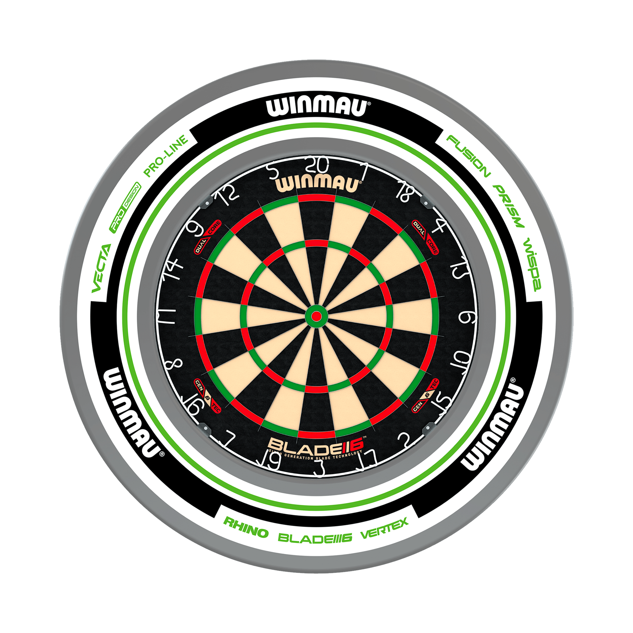 Winmau Blade 6 Dual Core Dartboard & Surround Bundle Blade 6 Dual Core / Advance White/Green Boards