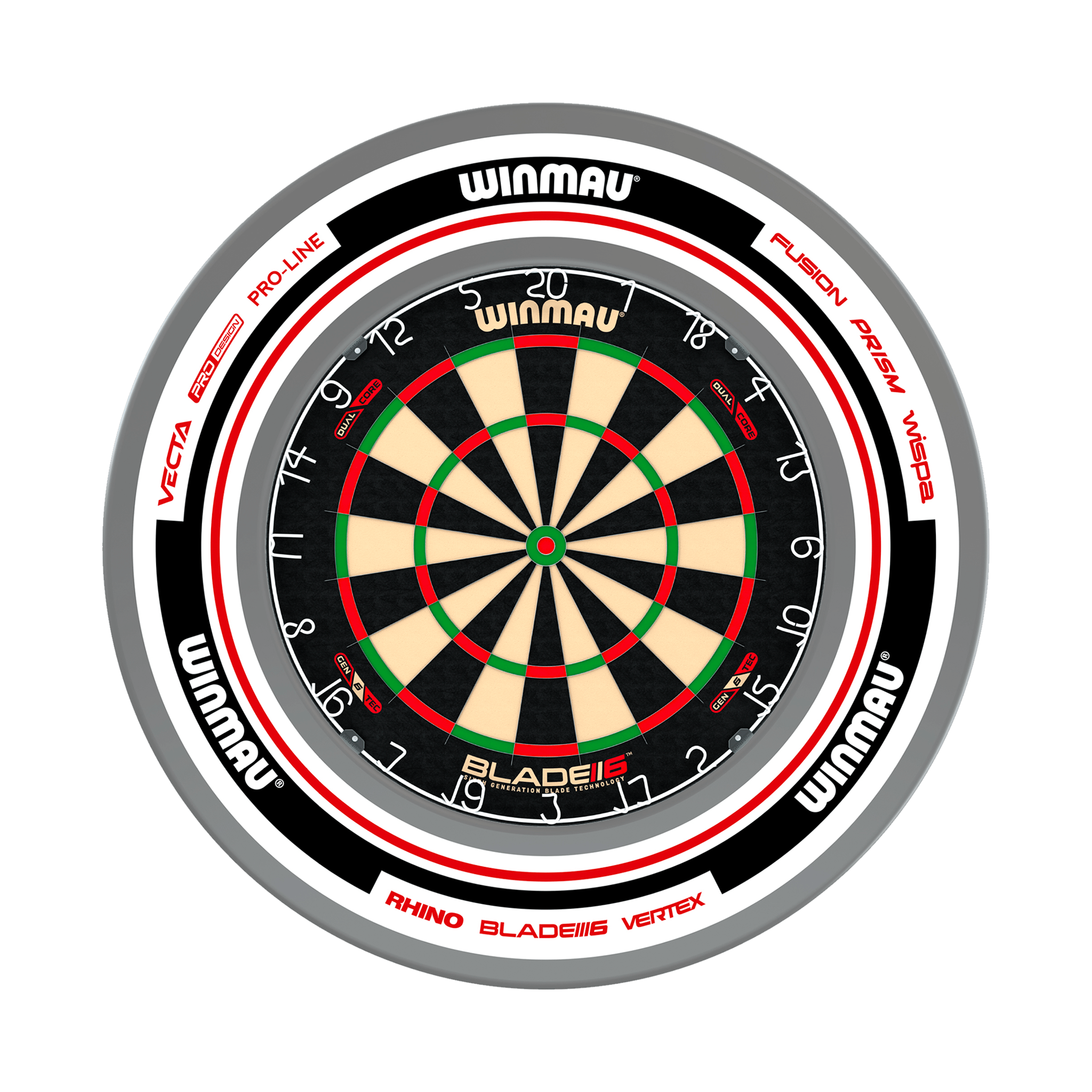Winmau Blade 6 Dual Core Dartboard & Surround Bundle Blade 6 Dual Core / Advance White/Red Boards