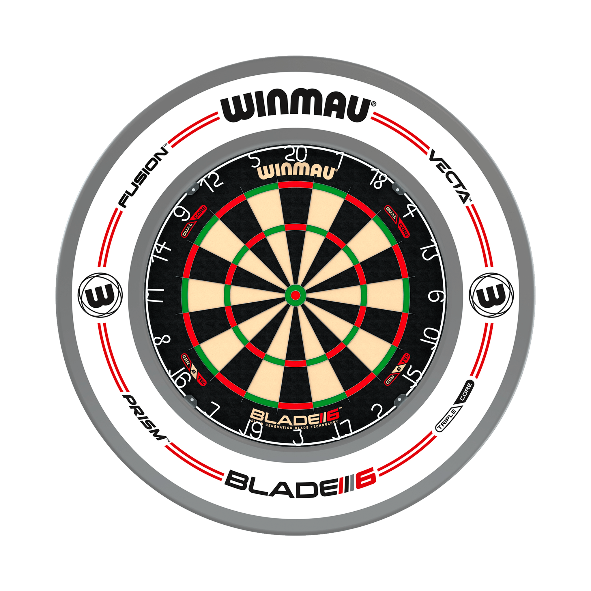 Winmau Blade 6 Dual Core Dartboard & Surround Bundle Blade 6 Dual Core / Pro-Line White Boards