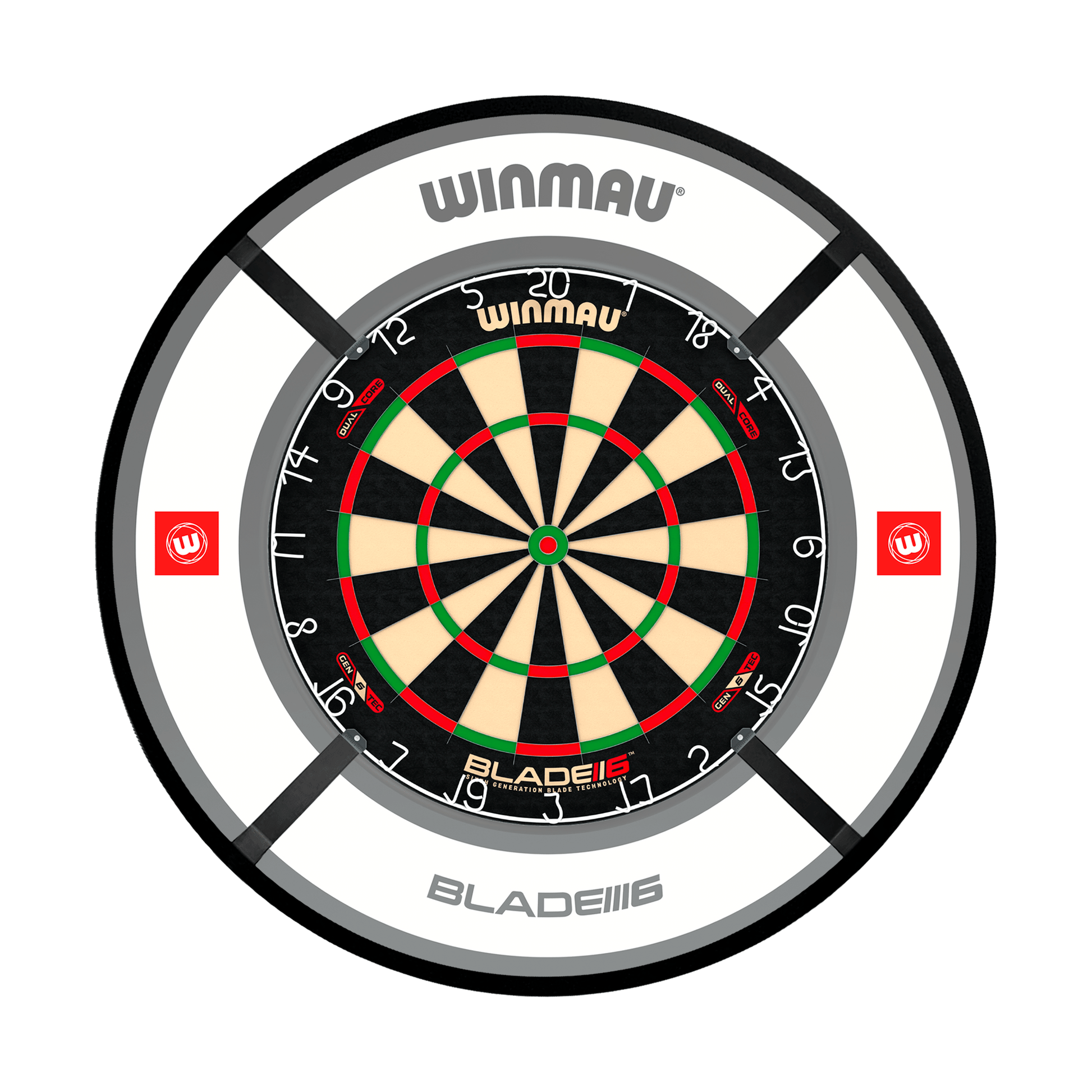 Winmau Blade 6 Dual Core Dartboard, Surround & Corona Light Bundle Blade 6 Dual Core / Pro 1.0 White / Target Corona Vision Boards