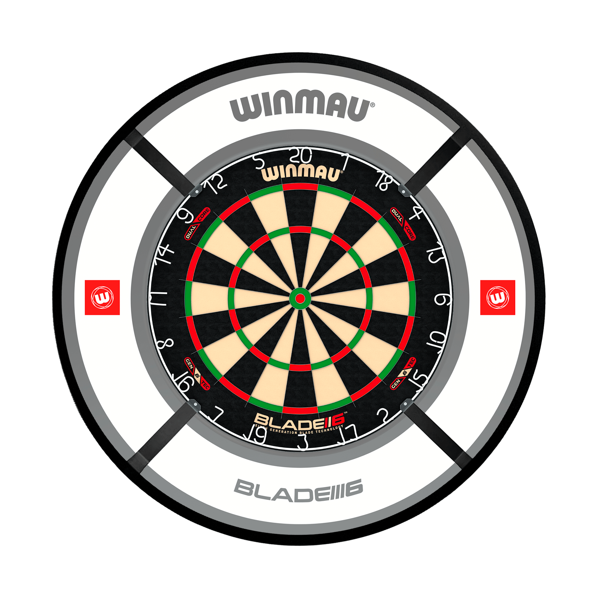 Winmau Blade 6 Dual Core Dartboard, Surround & Corona Light Bundle Blade 6 Dual Core / Pro 1.0 White / Target Corona Vision Boards