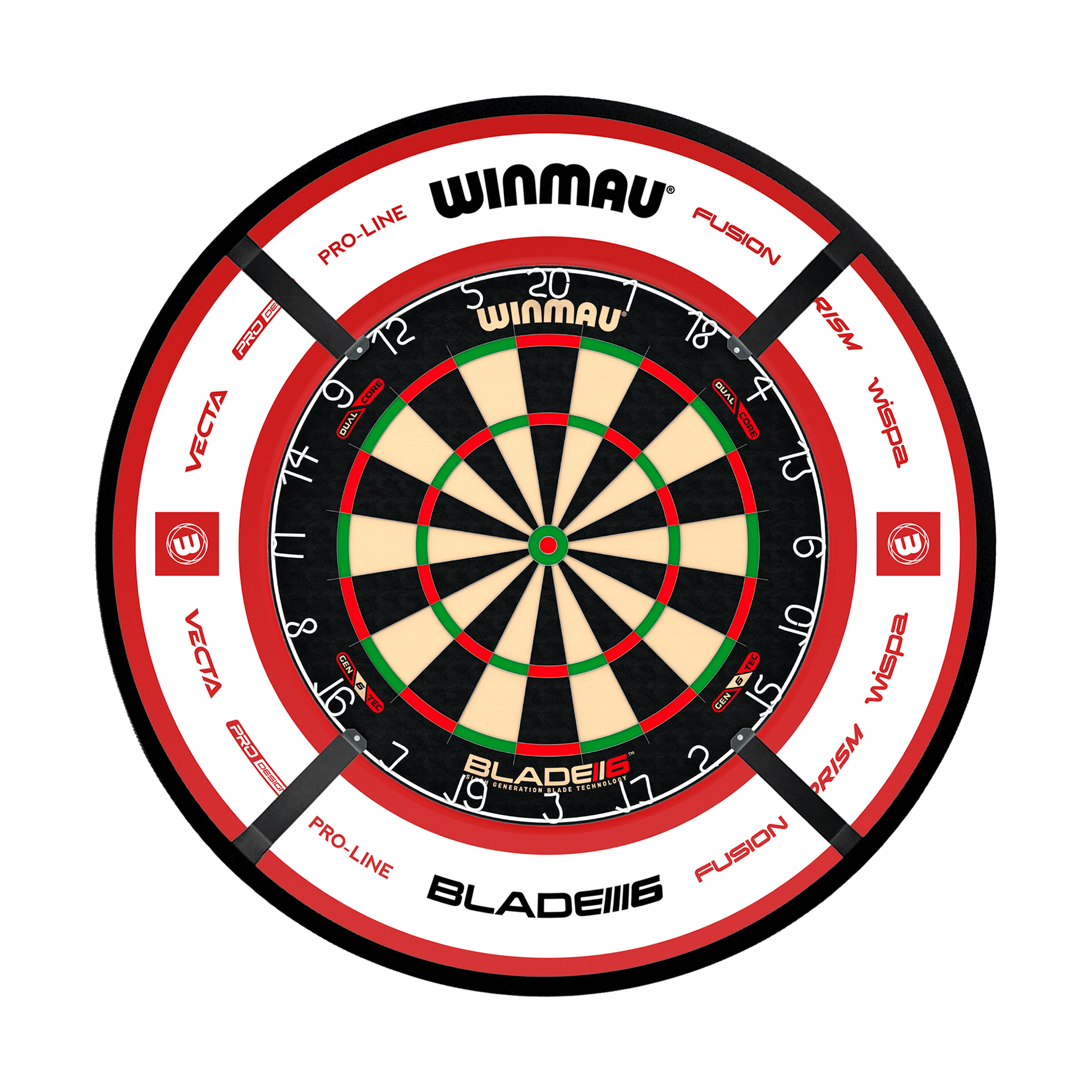 Winmau Blade 6 Dual Core Dartboard, Surround & Corona Light Bundle Blade 6 Dual Core / Pro 2.0 Red / Target Corona Vision Boards