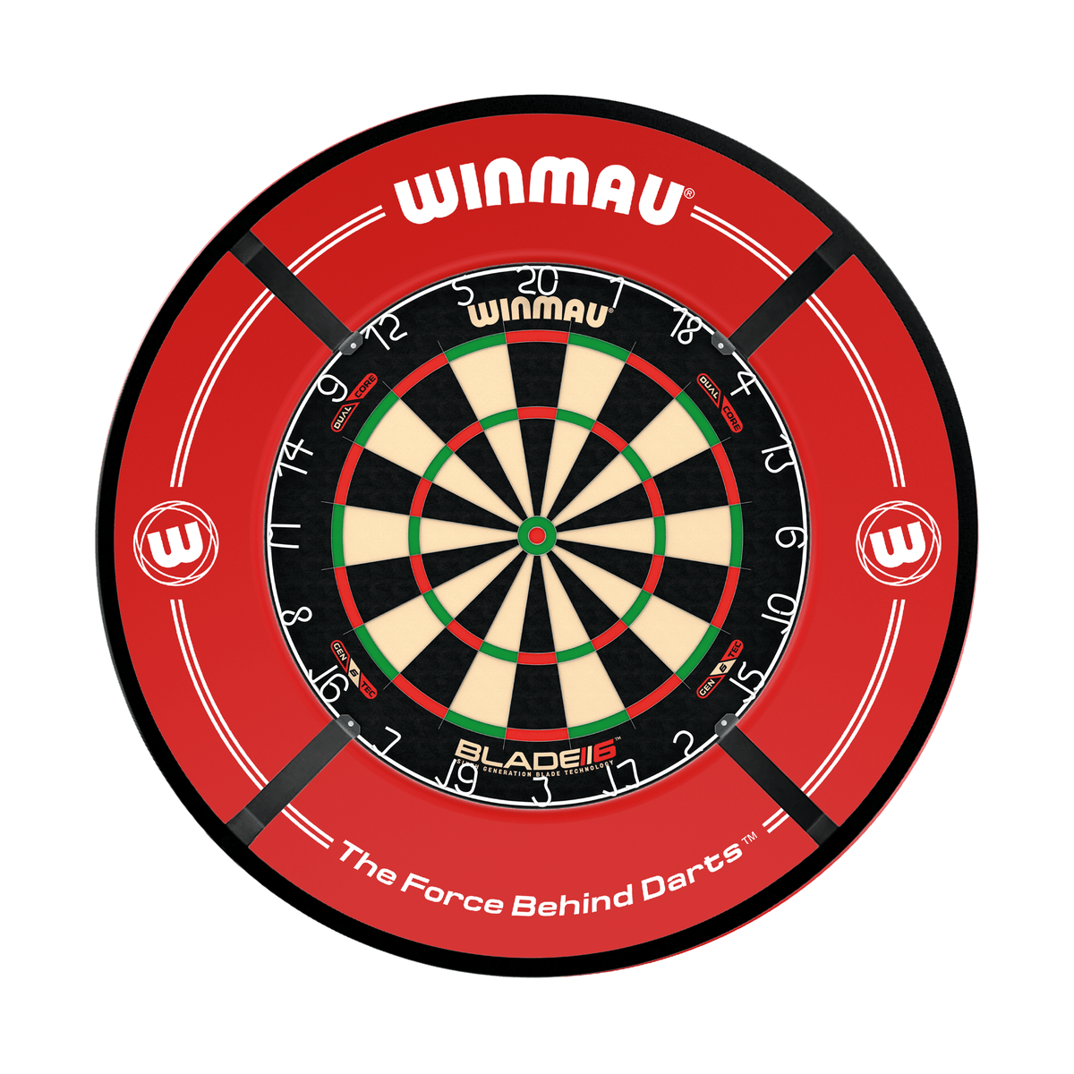 Winmau Blade 6 Dual Core Dartboard, Surround & Corona Light Bundle Dartboard Bundles