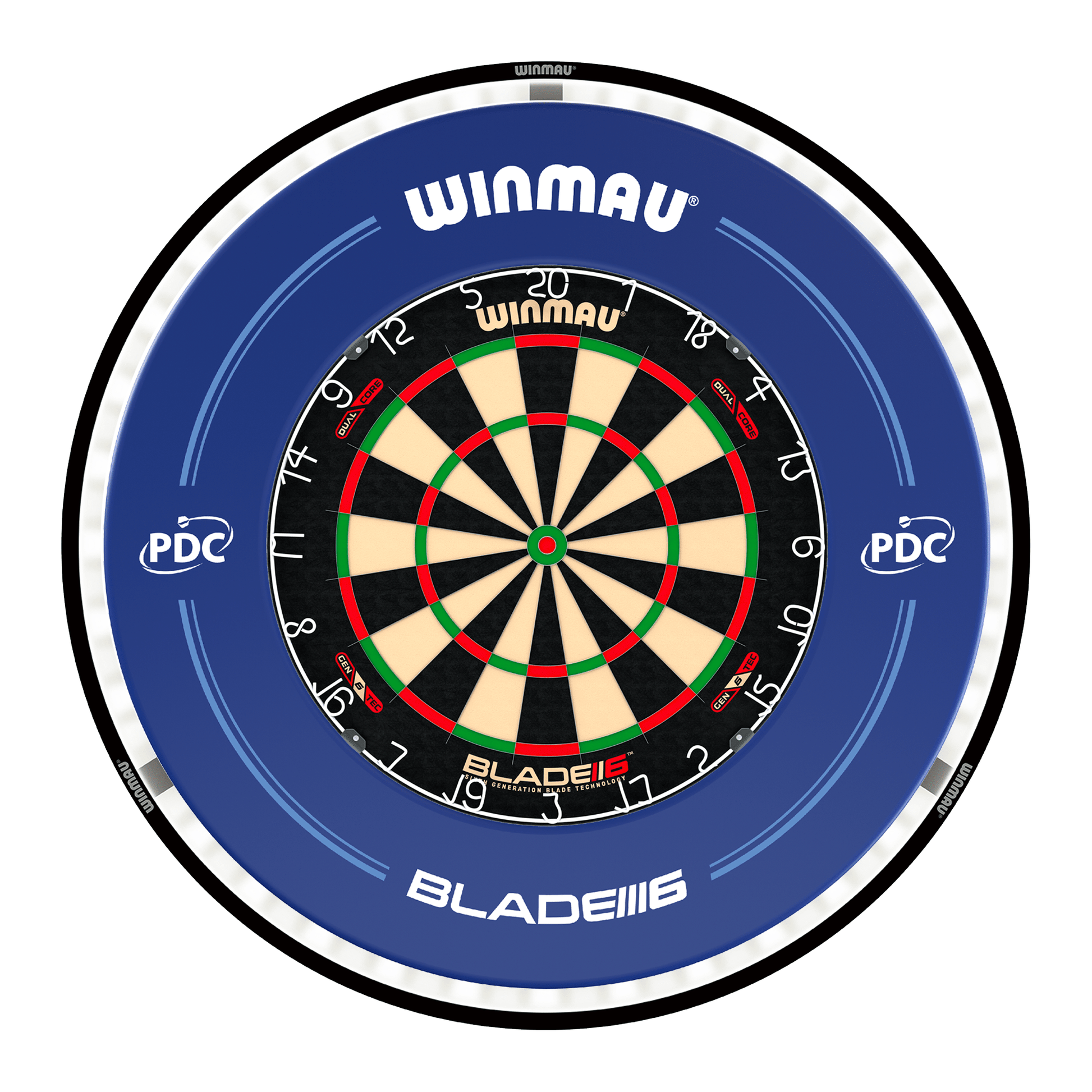 Winmau Blade 6 Dual Core Dartboard, Surround & Plasma Light Bundle Dartboard Bundles
