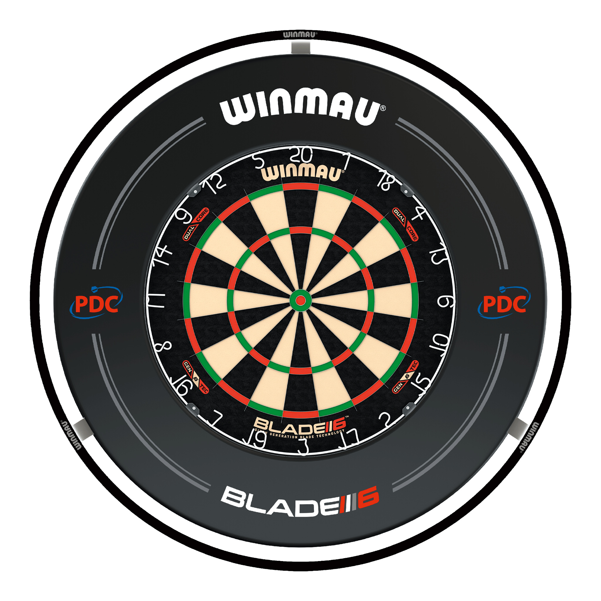 Winmau Blade 6 Dual Core Dartboard, Surround & Plasma Light Bundle Dartboard Bundles