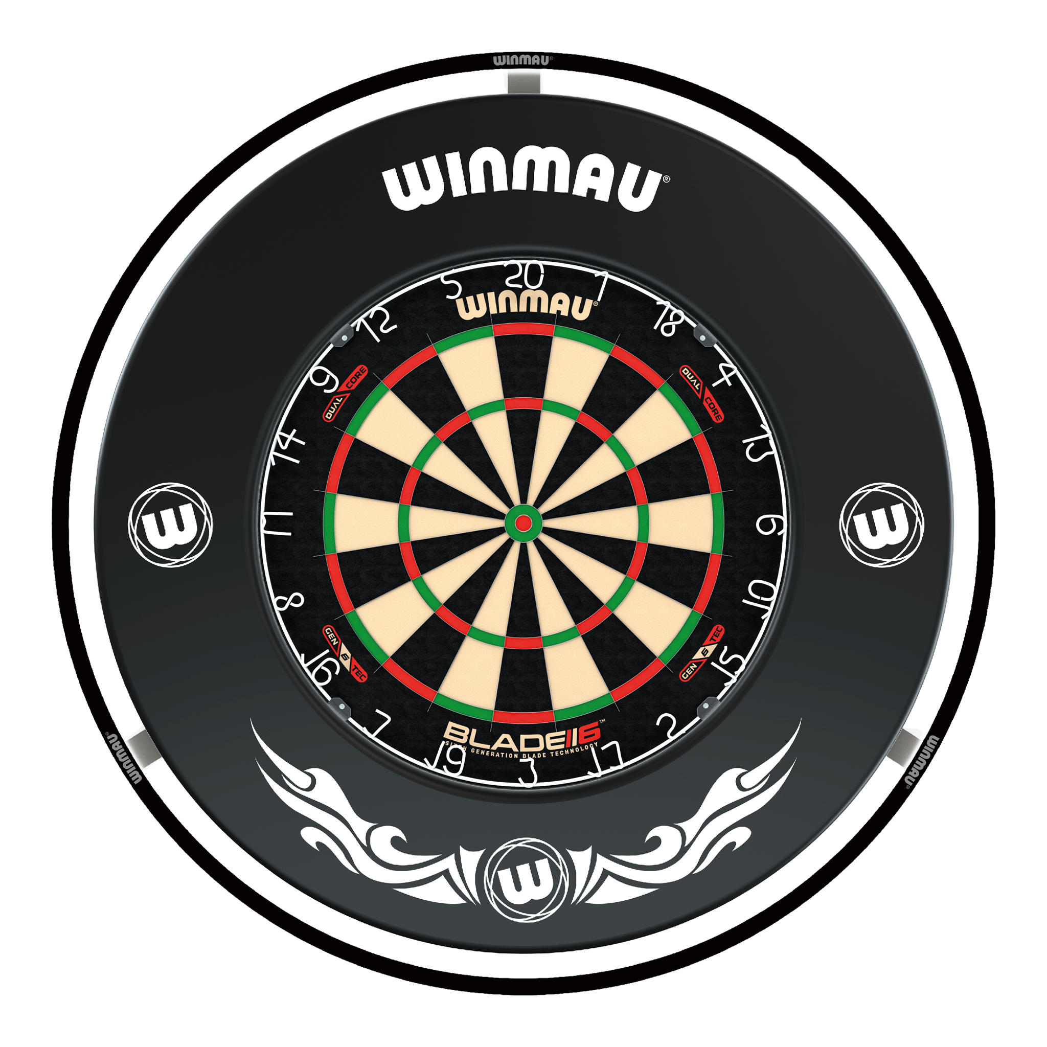 Winmau Blade 6 Dual Core Dartboard, Surround & Plasma Light Bundle Dartboard Bundles