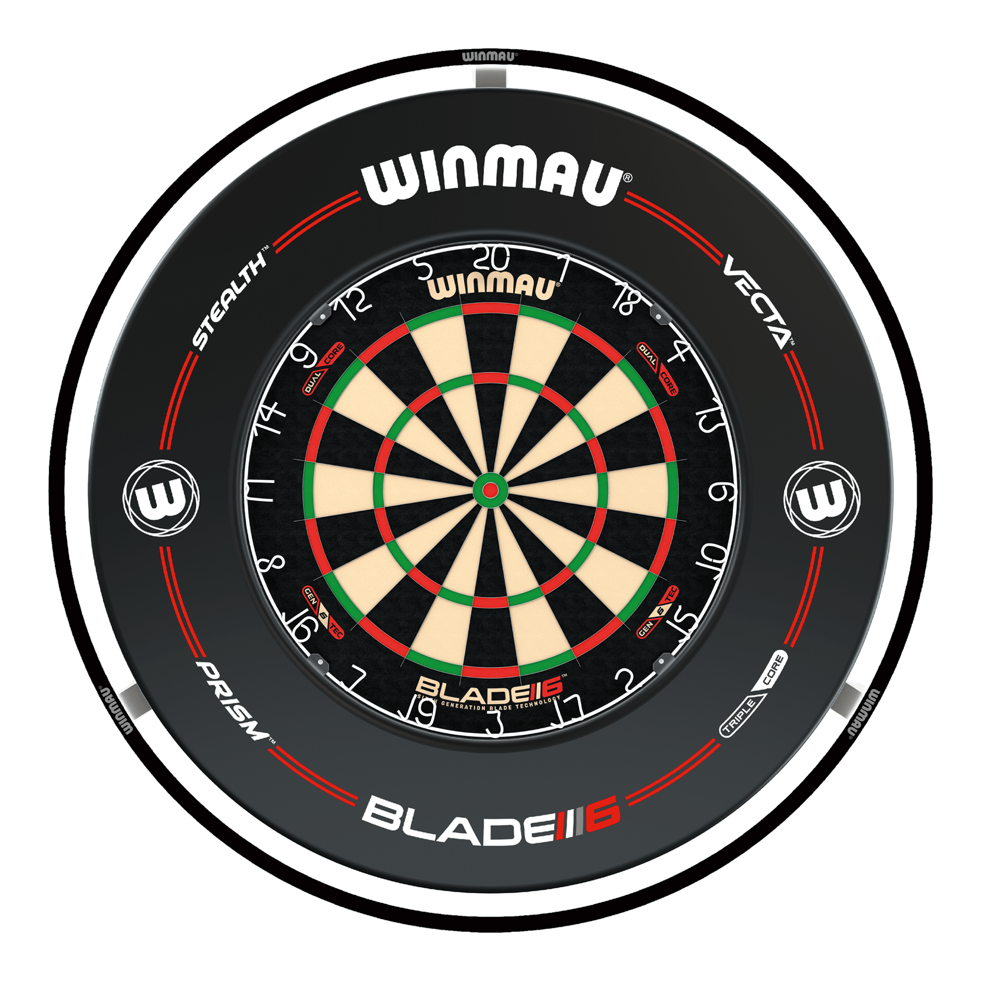 Winmau Blade 6 Dual Core Dartboard, Surround & Plasma Light Bundle Dartboard Bundles