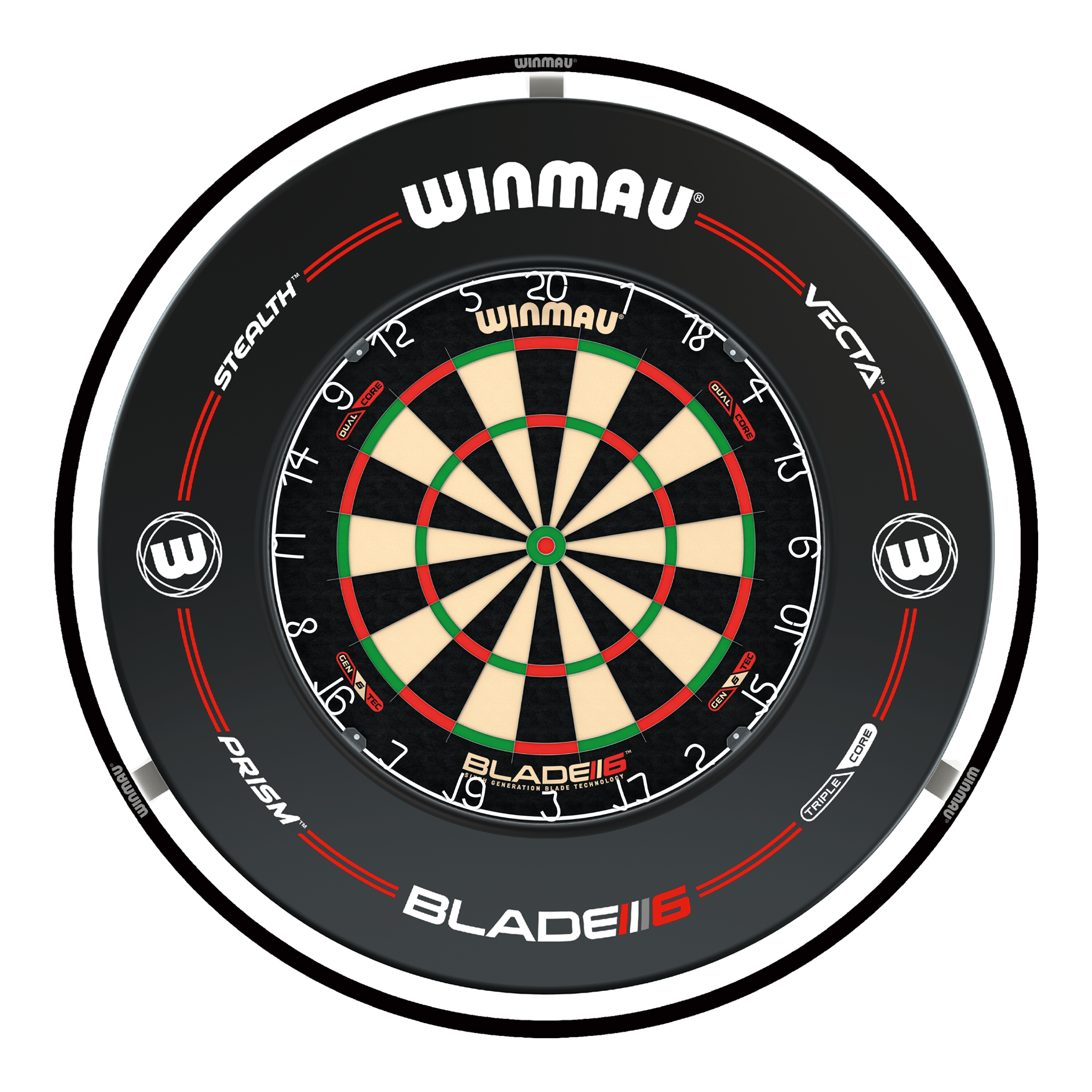 Winmau Blade 6 Dual Core Dartboard, Surround & Plasma Light Bundle Dartboard Bundles