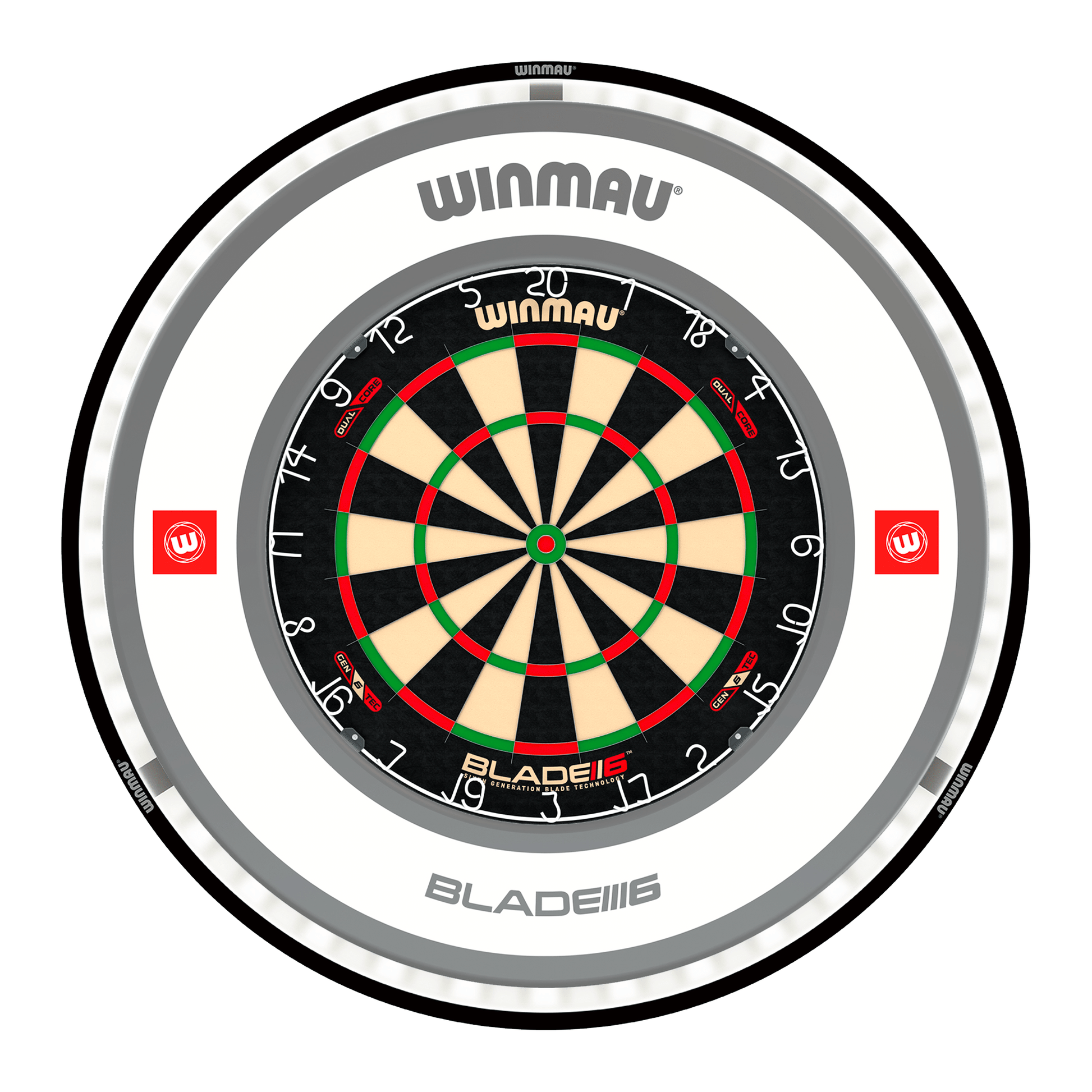 Winmau Blade 6 Dual Core Dartboard, Surround & Plasma Light Bundle Dartboard Bundles
