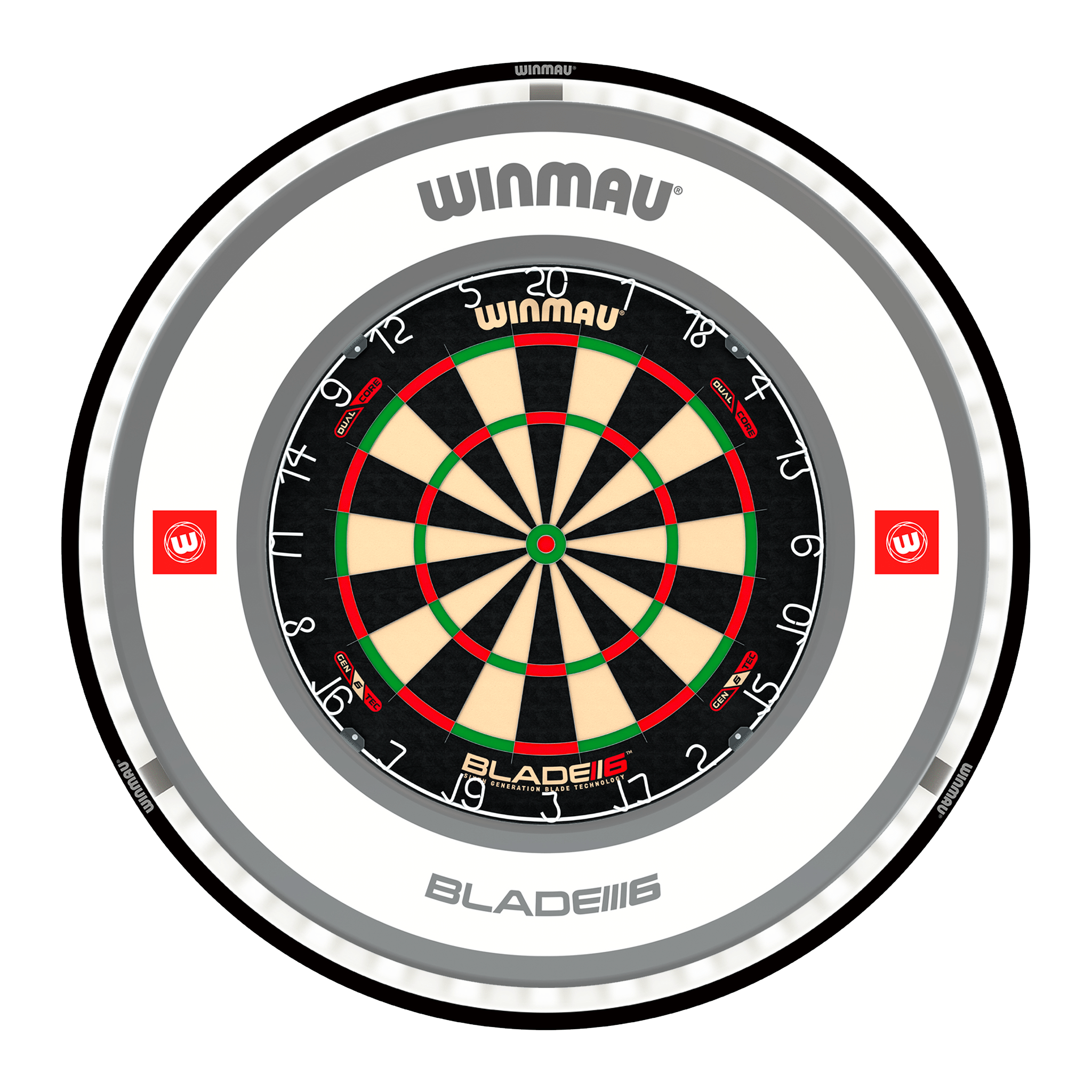 Winmau Blade 6 Dual Core Dartboard, Surround & Plasma Light Bundle Dartboard Bundles