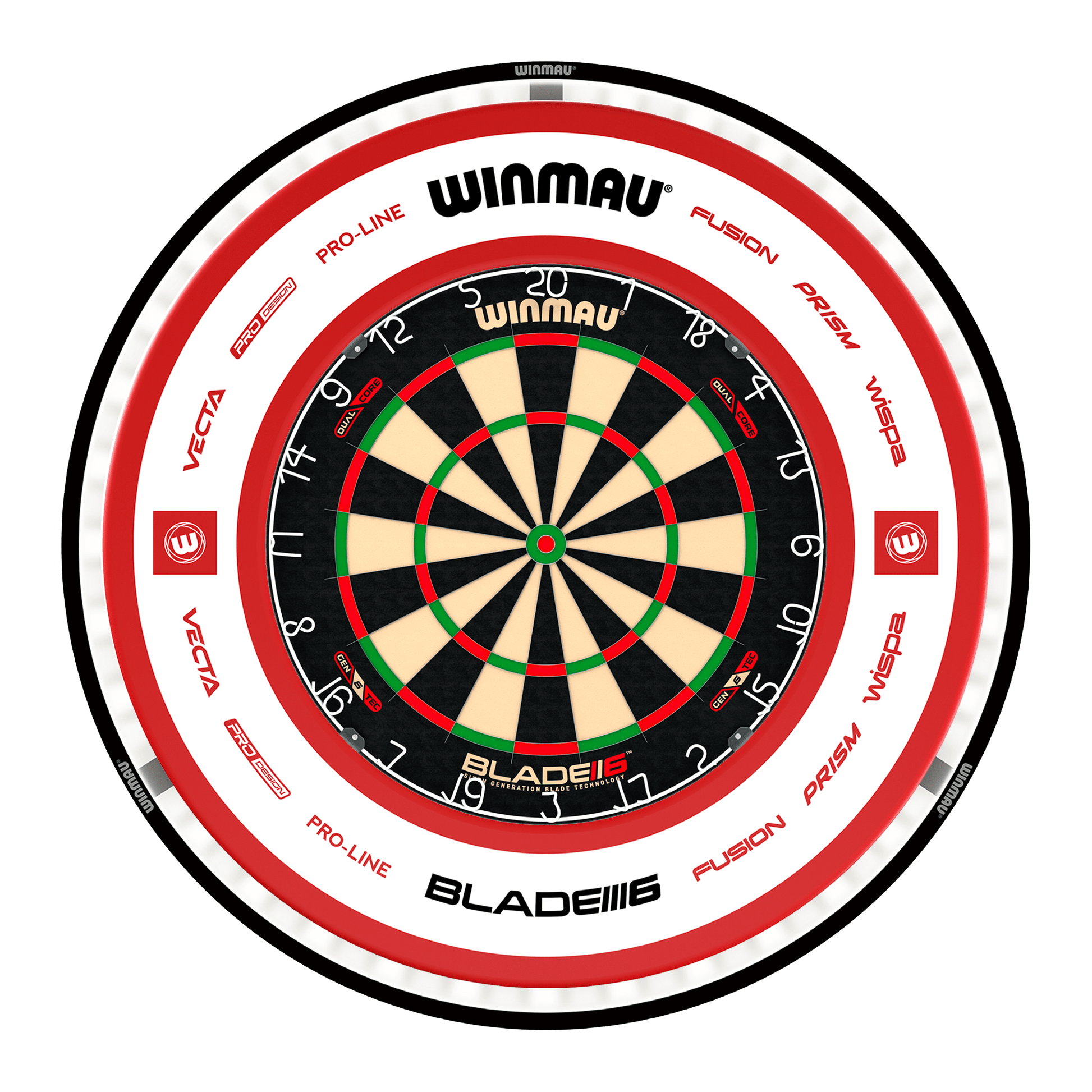 Winmau Blade 6 Dual Core Dartboard, Surround & Plasma Light Bundle Dartboard Bundles