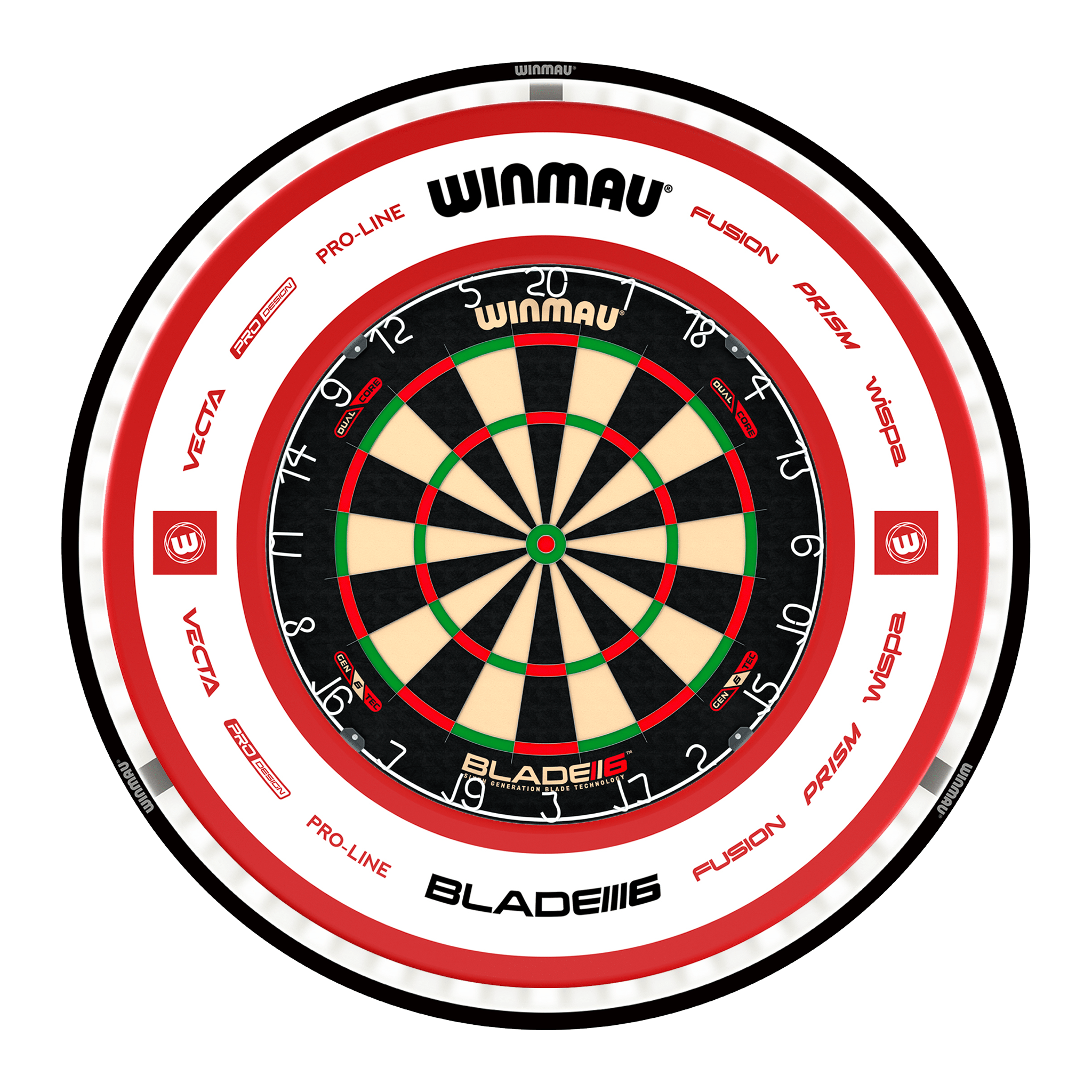Winmau Blade 6 Dual Core Dartboard, Surround & Plasma Light Bundle Dartboard Bundles