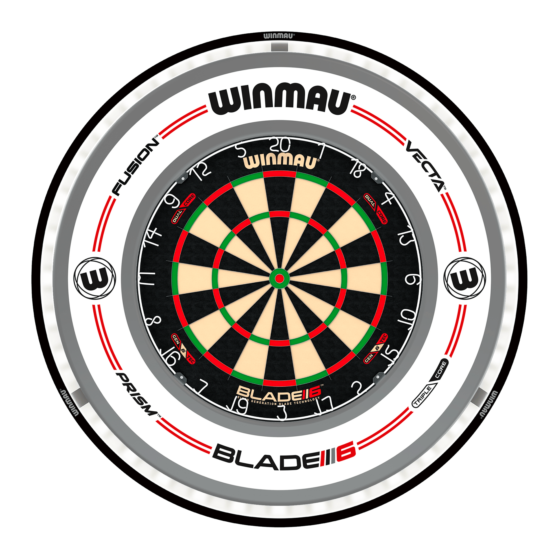 Winmau Blade 6 Dual Core Dartboard, Surround & Plasma Light Bundle Dartboard Bundles