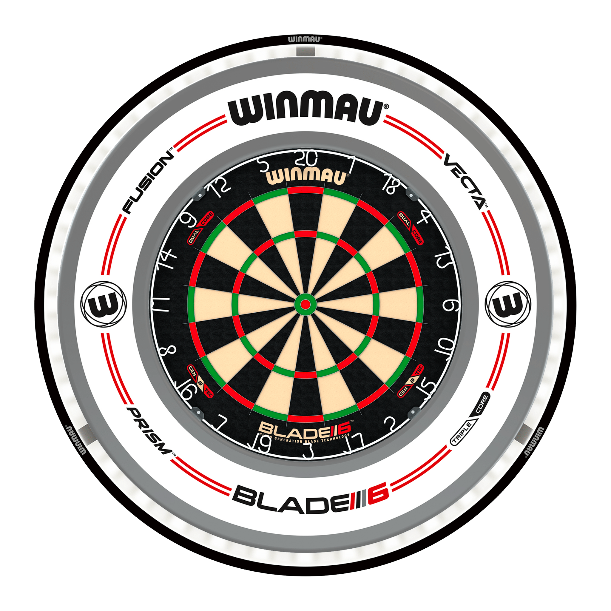 Winmau Blade 6 Dual Core Dartboard, Surround & Plasma Light Bundle Dartboard Bundles