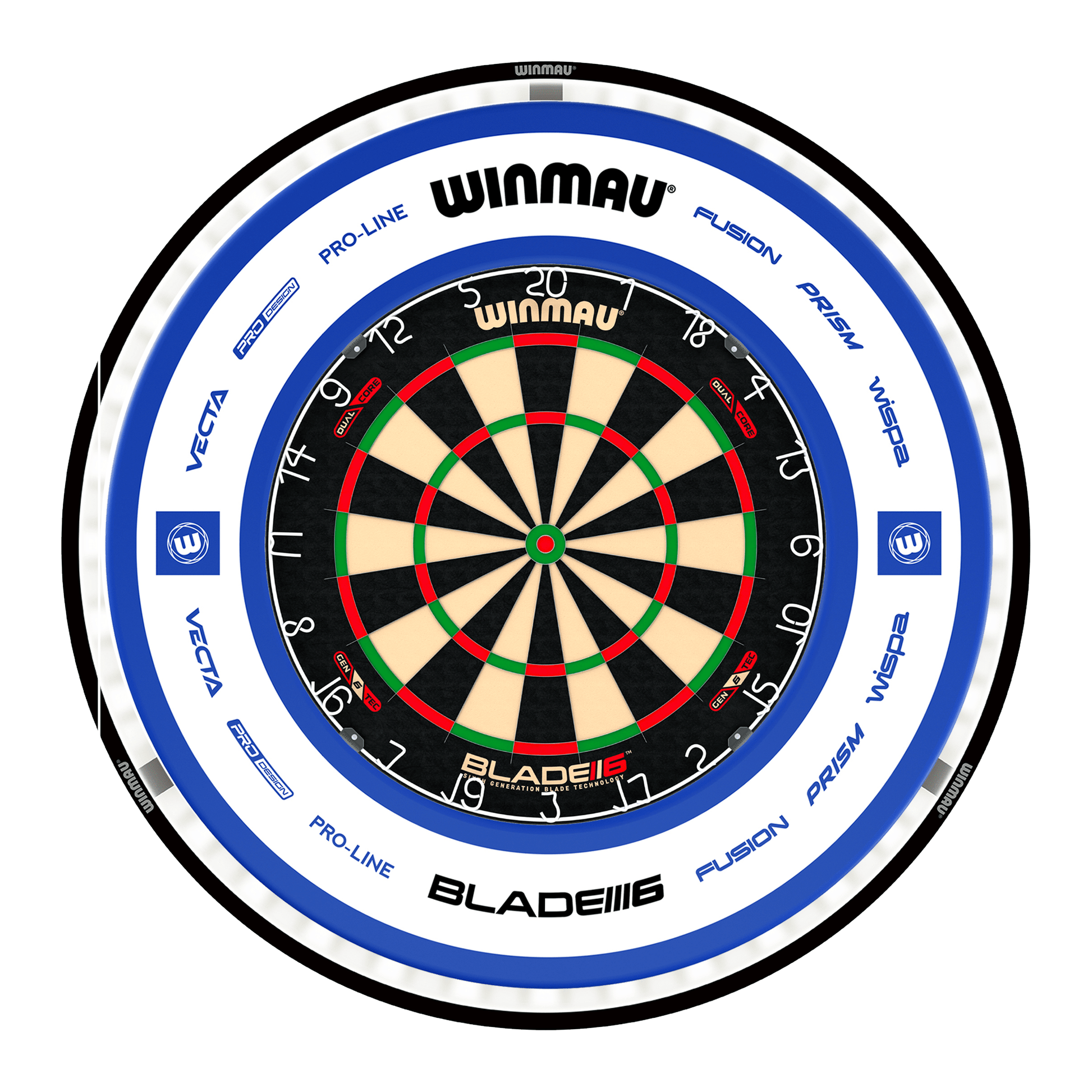 Winmau Blade 6 Dual Core Dartboard, Surround & Plasma Light Bundle Dartboard Bundles