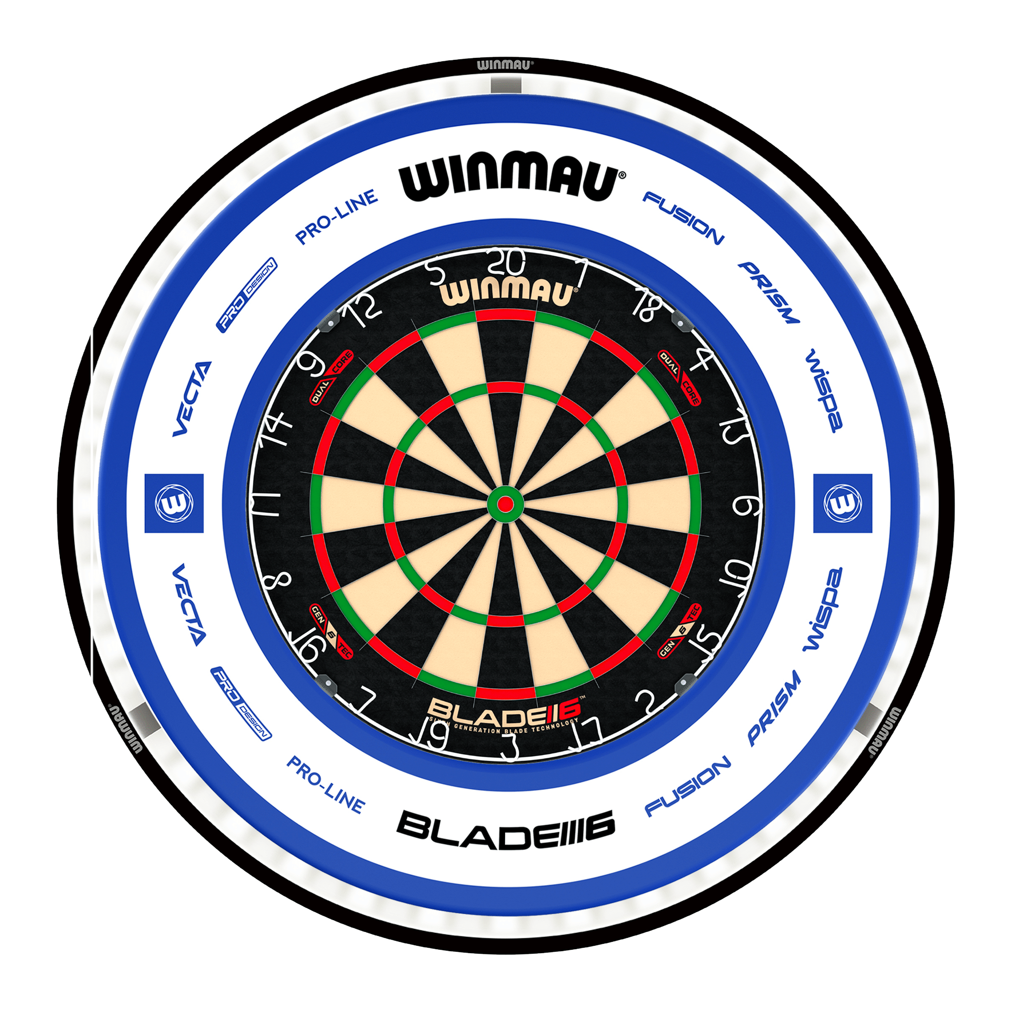 Winmau Blade 6 Dual Core Dartboard, Surround & Plasma Light Bundle Dartboard Bundles