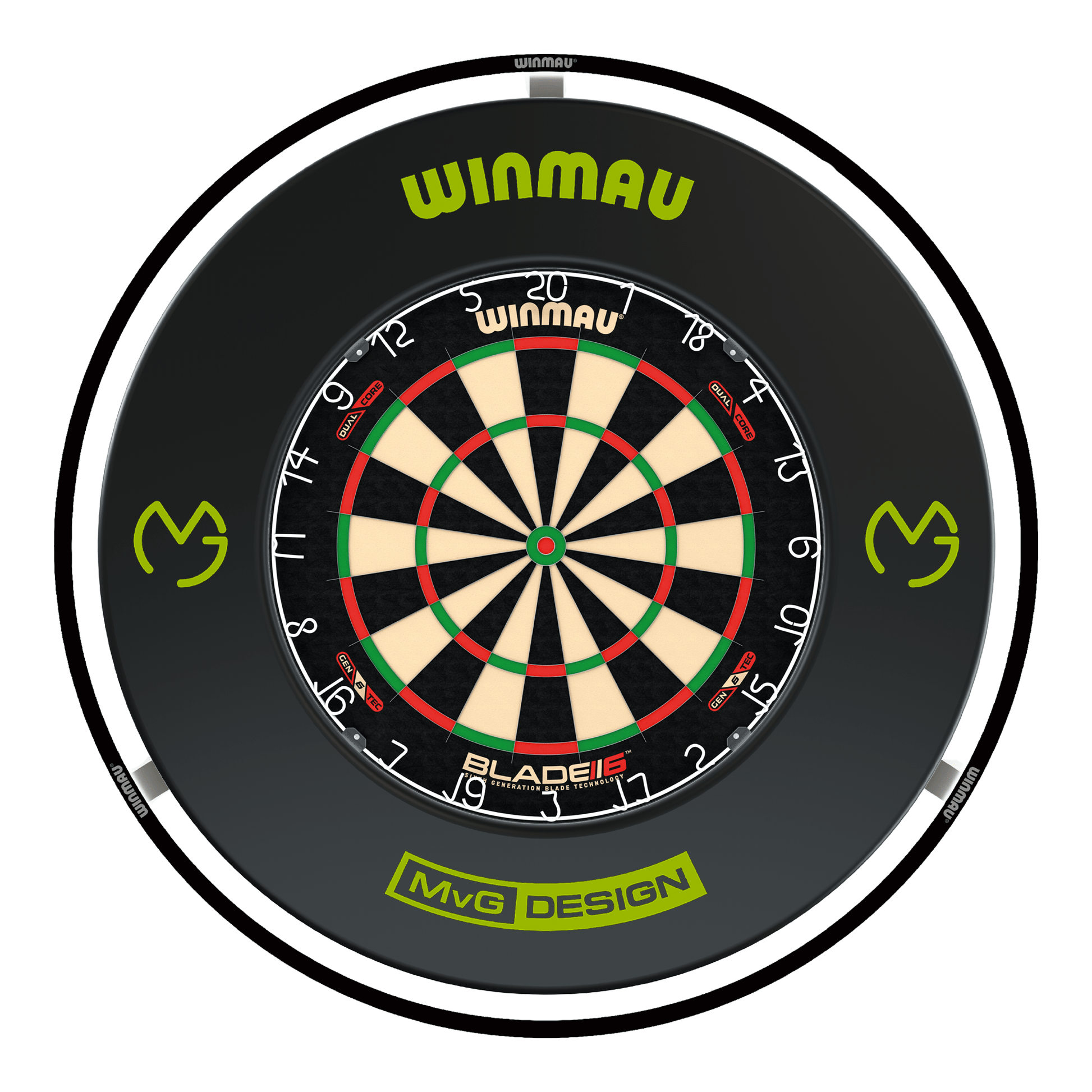 Winmau Blade 6 Dual Core Dartboard, Surround & Plasma Light Bundle Dartboard Bundles
