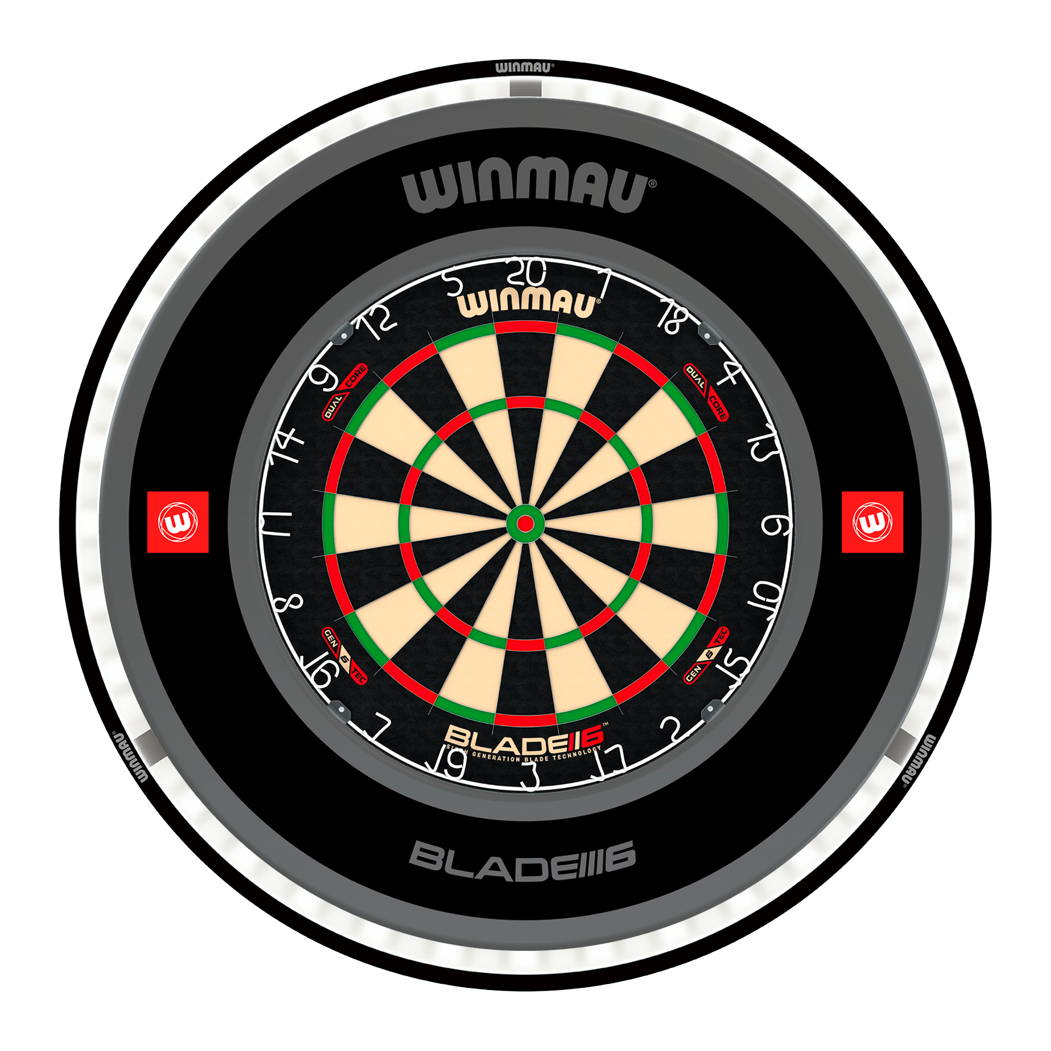 Winmau Blade 6 Dual Core Dartboard, Surround & Plasma Light Bundle Dartboard Bundles