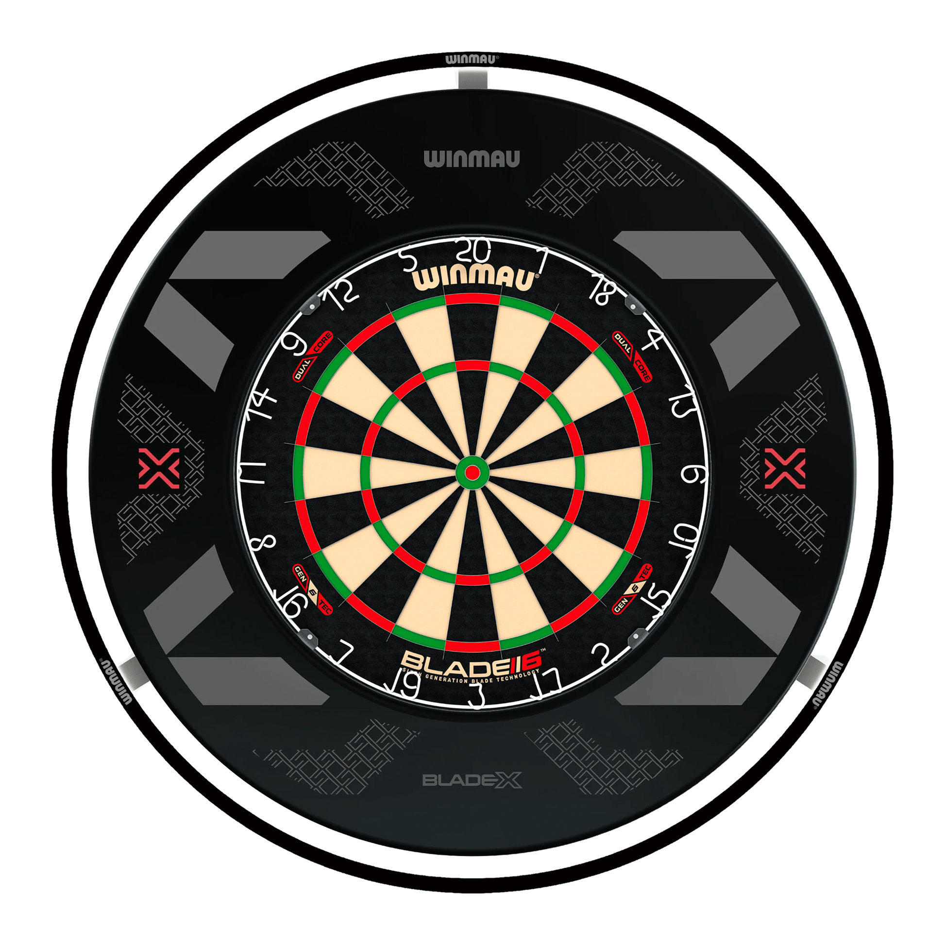 Winmau Blade 6 Dual Core Dartboard, Surround & Plasma Light Bundle Dartboard Bundles