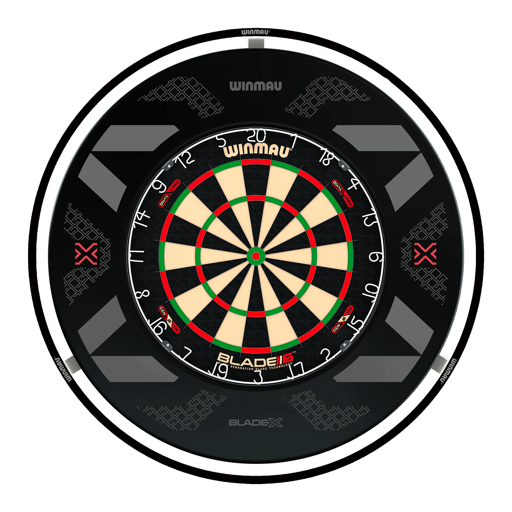 Winmau Blade 6 Dual Core Dartboard, Surround & Plasma Light Bundle Dartboard Bundles