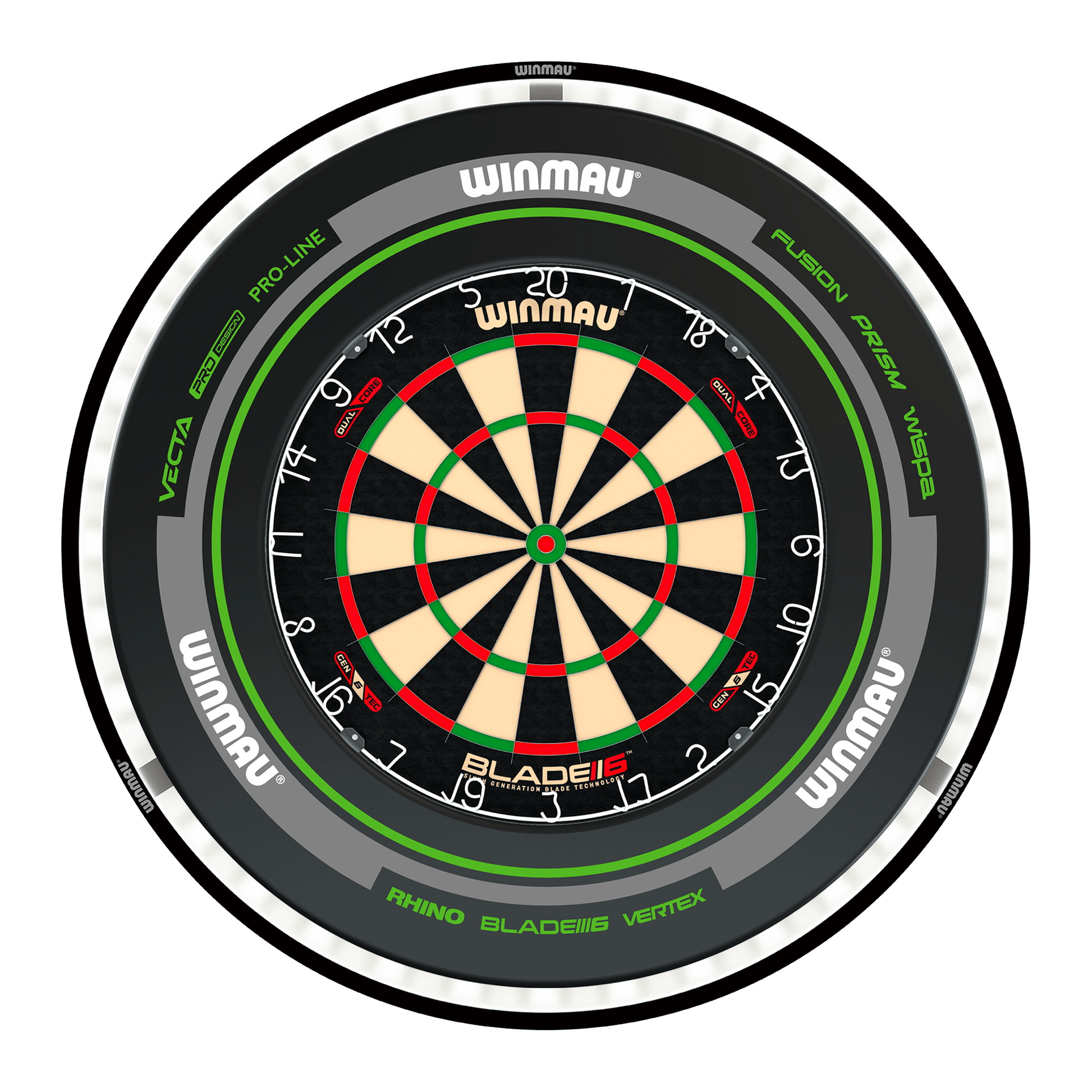 Winmau Blade 6 Dual Core Dartboard, Surround & Plasma Light Bundle Dartboard Bundles