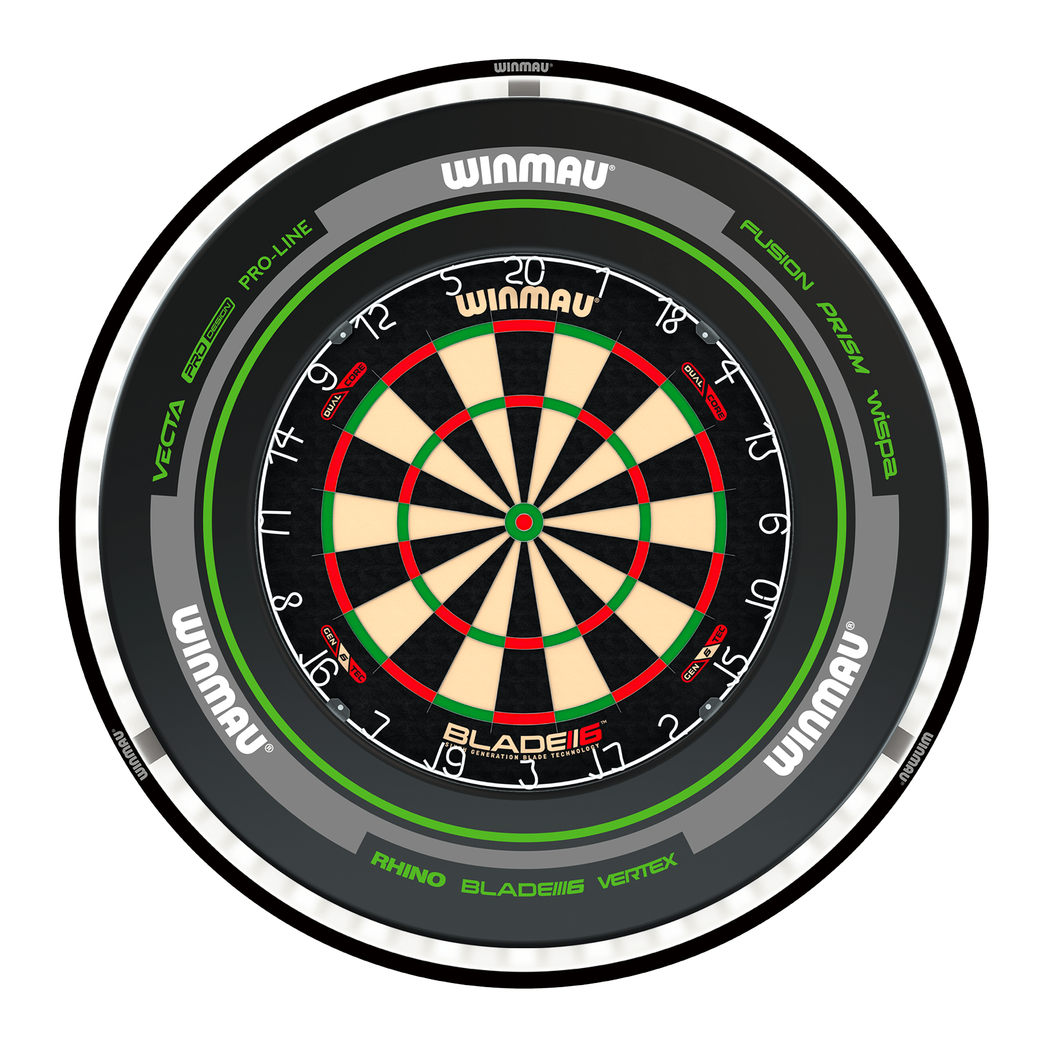 Winmau Blade 6 Dual Core Dartboard, Surround & Plasma Light Bundle Dartboard Bundles