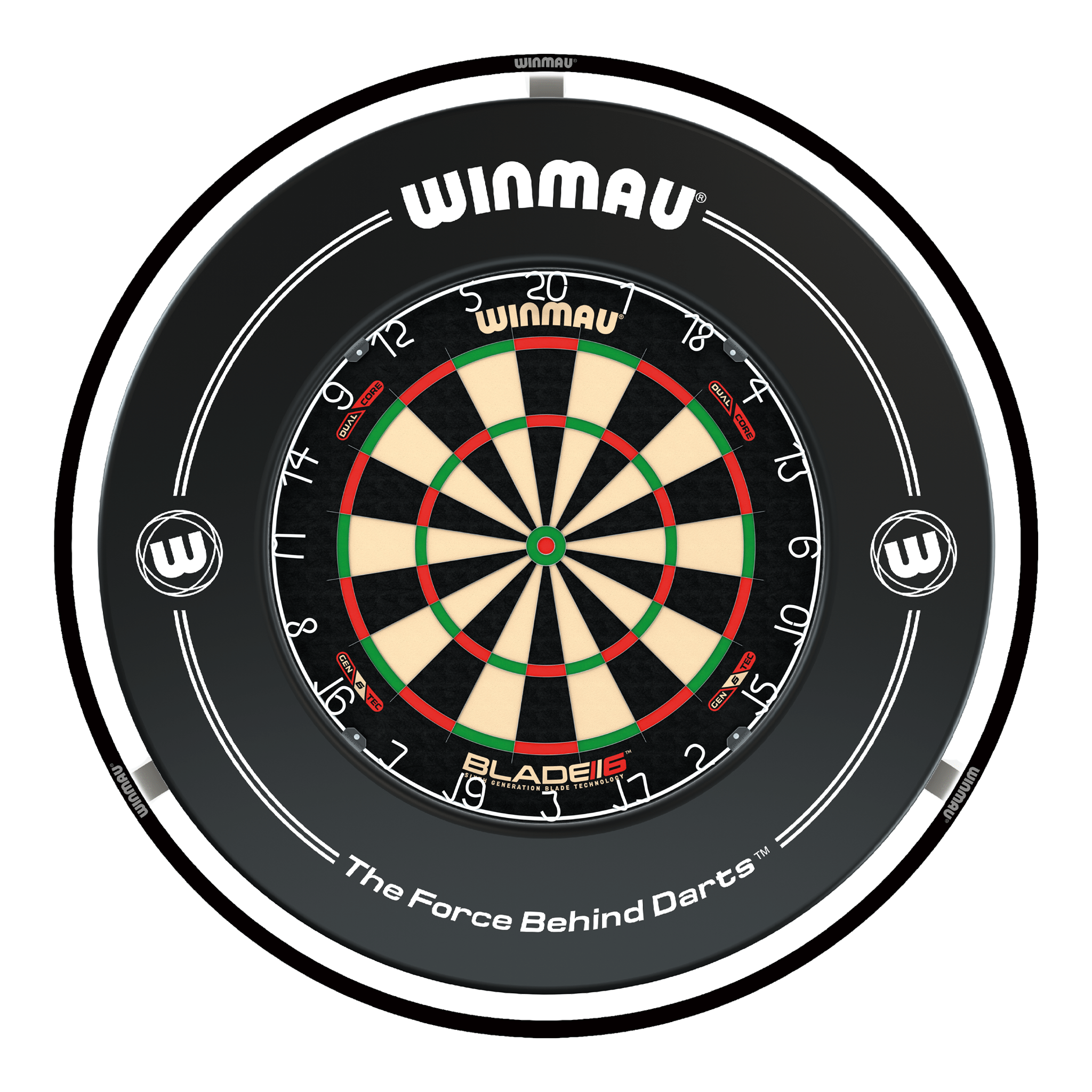 Winmau Blade 6 Dual Core Dartboard, Surround & Plasma Light Bundle Dartboard Bundles