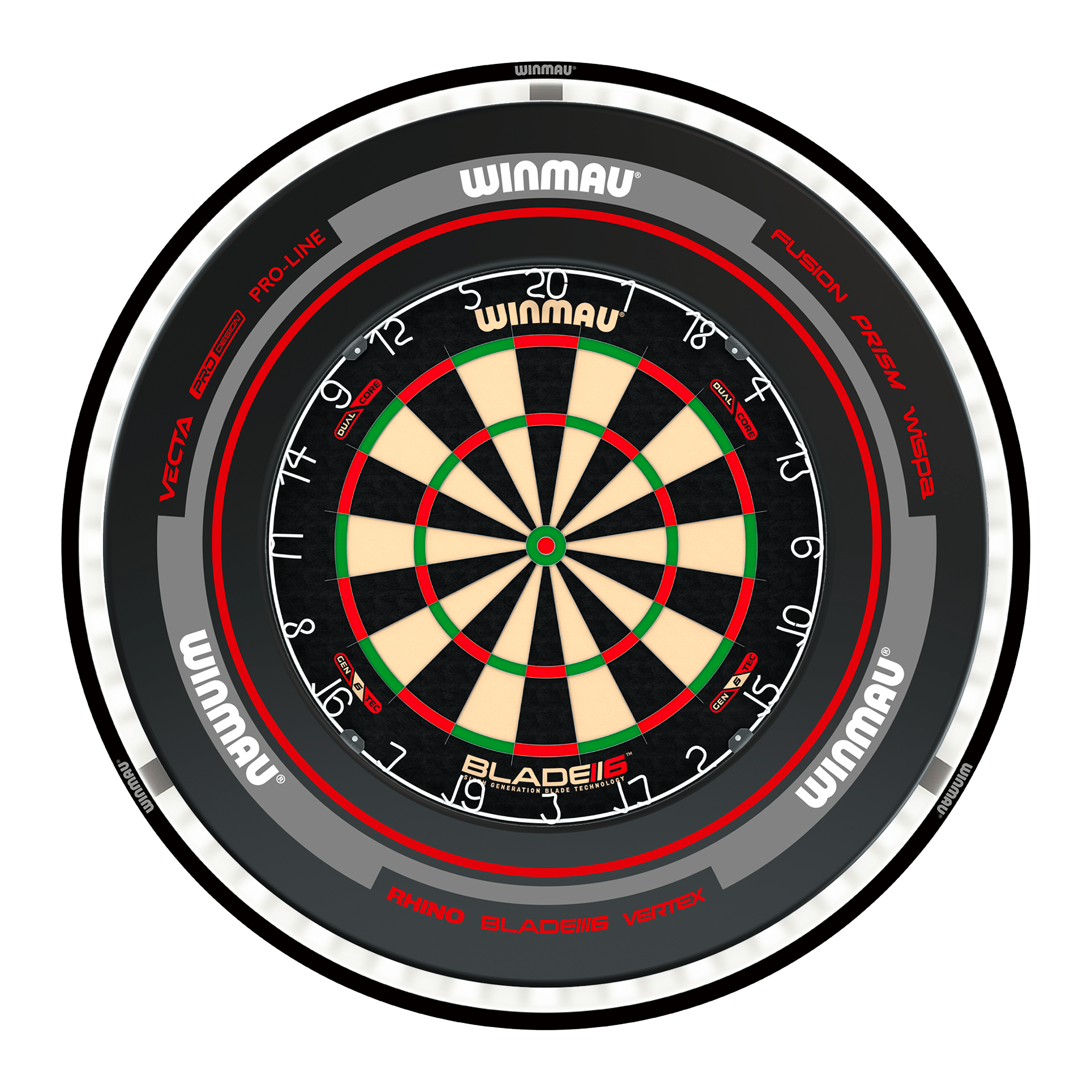 Winmau Blade 6 Dual Core Dartboard, Surround & Plasma Light Bundle Dartboard Bundles
