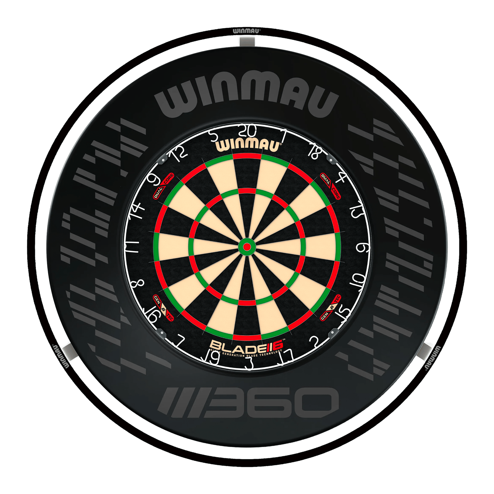 Winmau Blade 6 Dual Core Dartboard, Surround & Plasma Light Bundle Dartboard Bundles