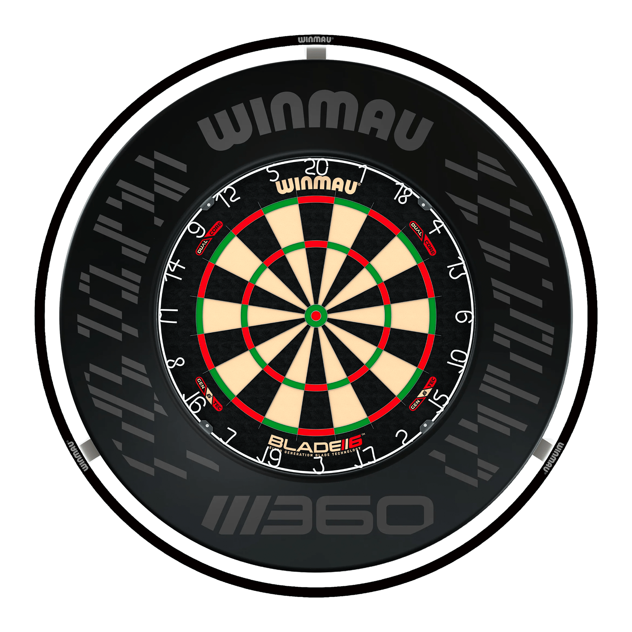Winmau Blade 6 Dual Core Dartboard, Surround & Plasma Light Bundle Dartboard Bundles
