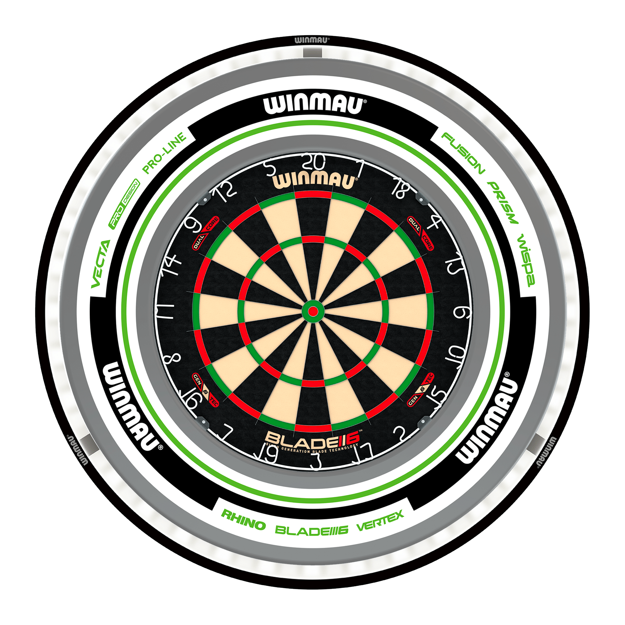 Winmau Blade 6 Dual Core Dartboard, Surround & Plasma Light Bundle Dartboard Bundles