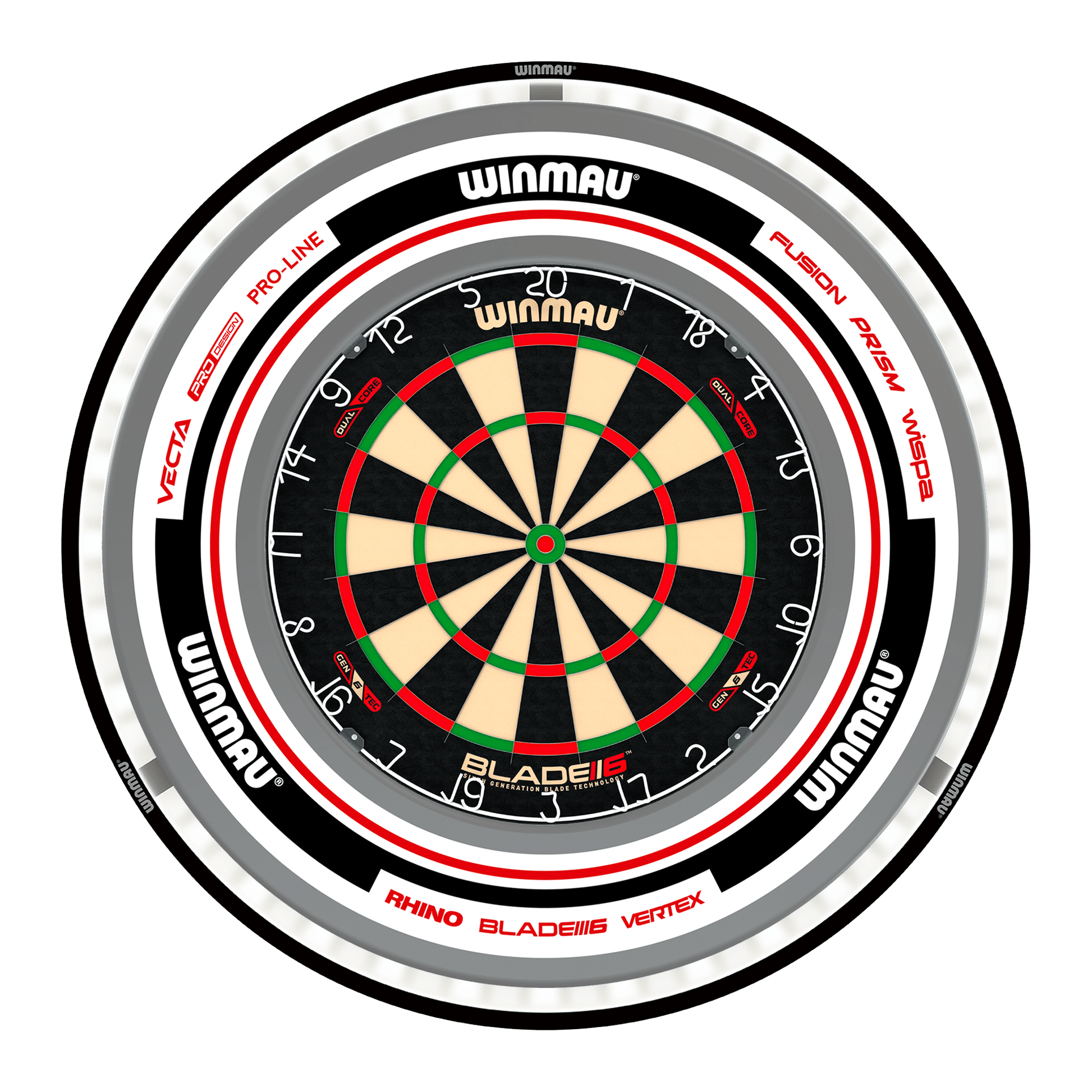 Winmau Blade 6 Dual Core Dartboard, Surround & Plasma Light Bundle Dartboard Bundles