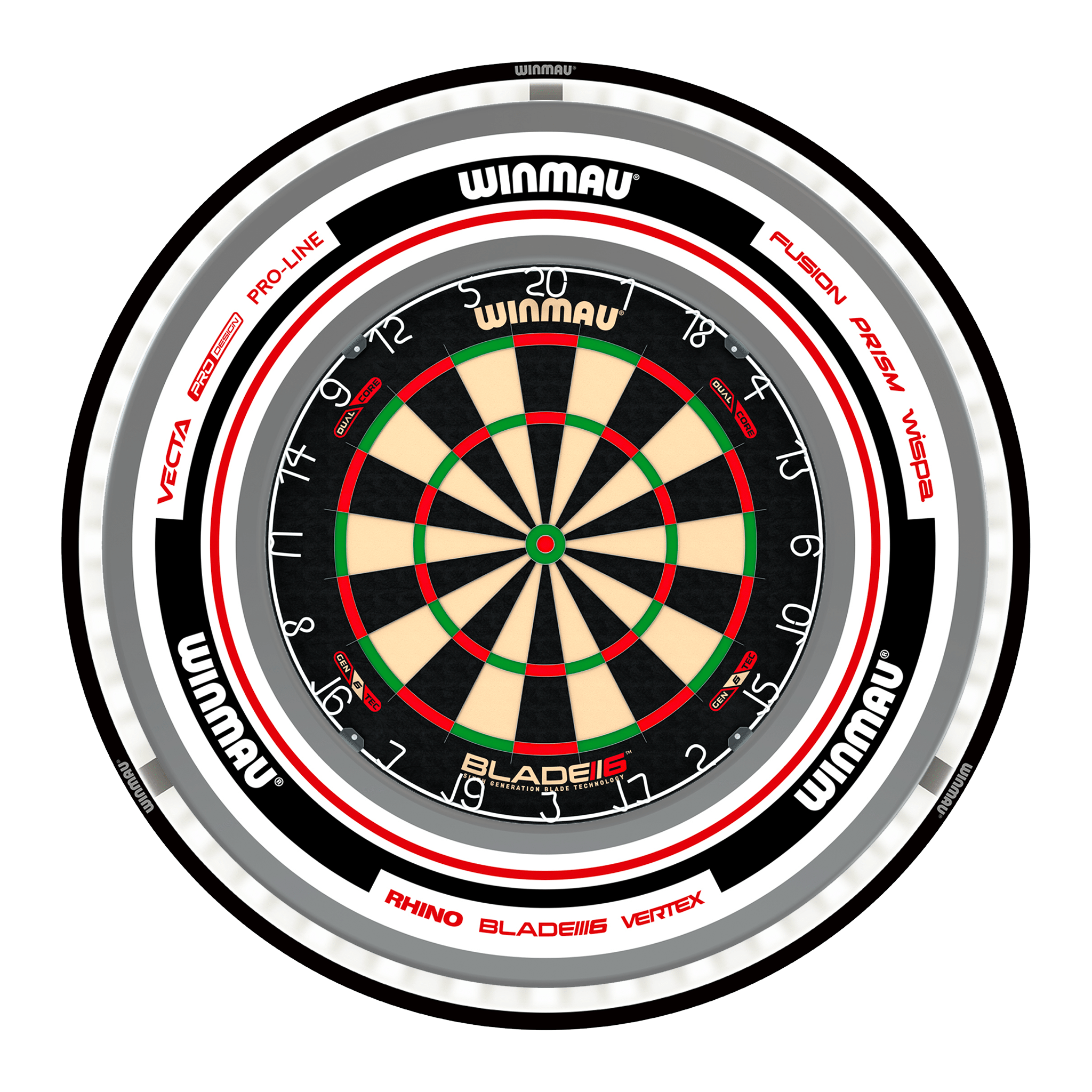 Winmau Blade 6 Dual Core Dartboard, Surround & Plasma Light Bundle Dartboard Bundles