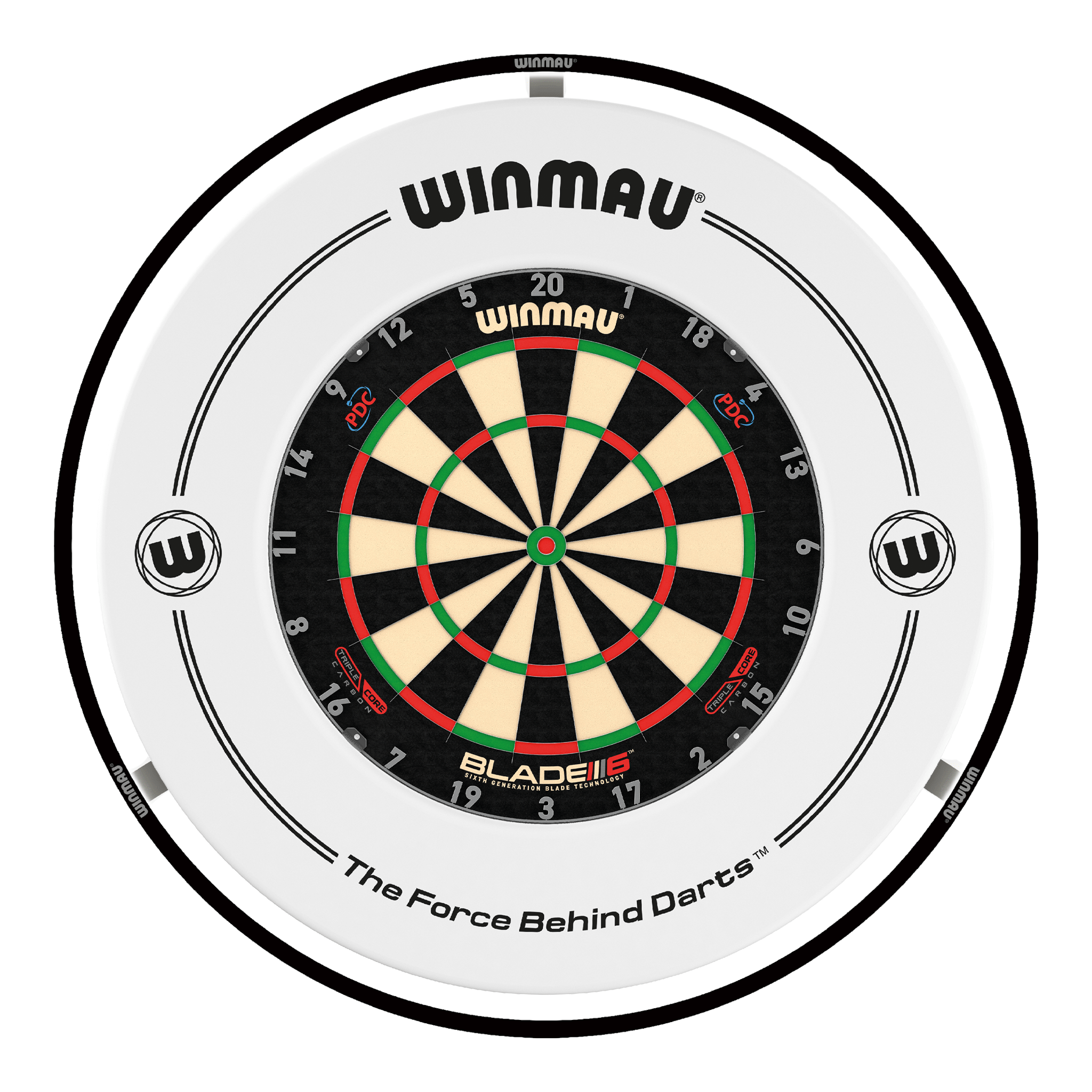 Winmau Blade 6 Triple Core Dartboard, Surround & Black Plasma Light Bundle Blade 6 Triple Core / White / Winmau Plasma Black Boards